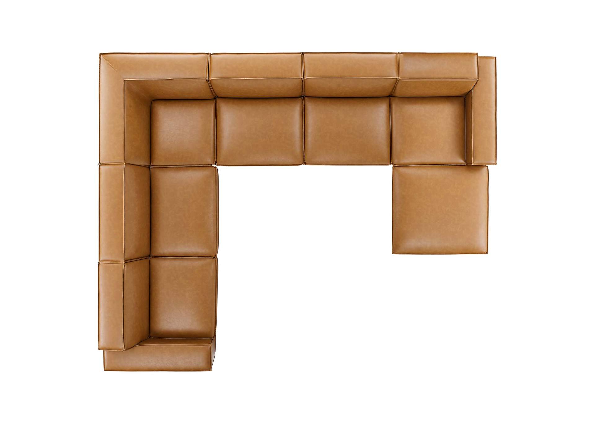 Tan Restore 7-Piece Vegan Leather Sectional Sofa,Modway