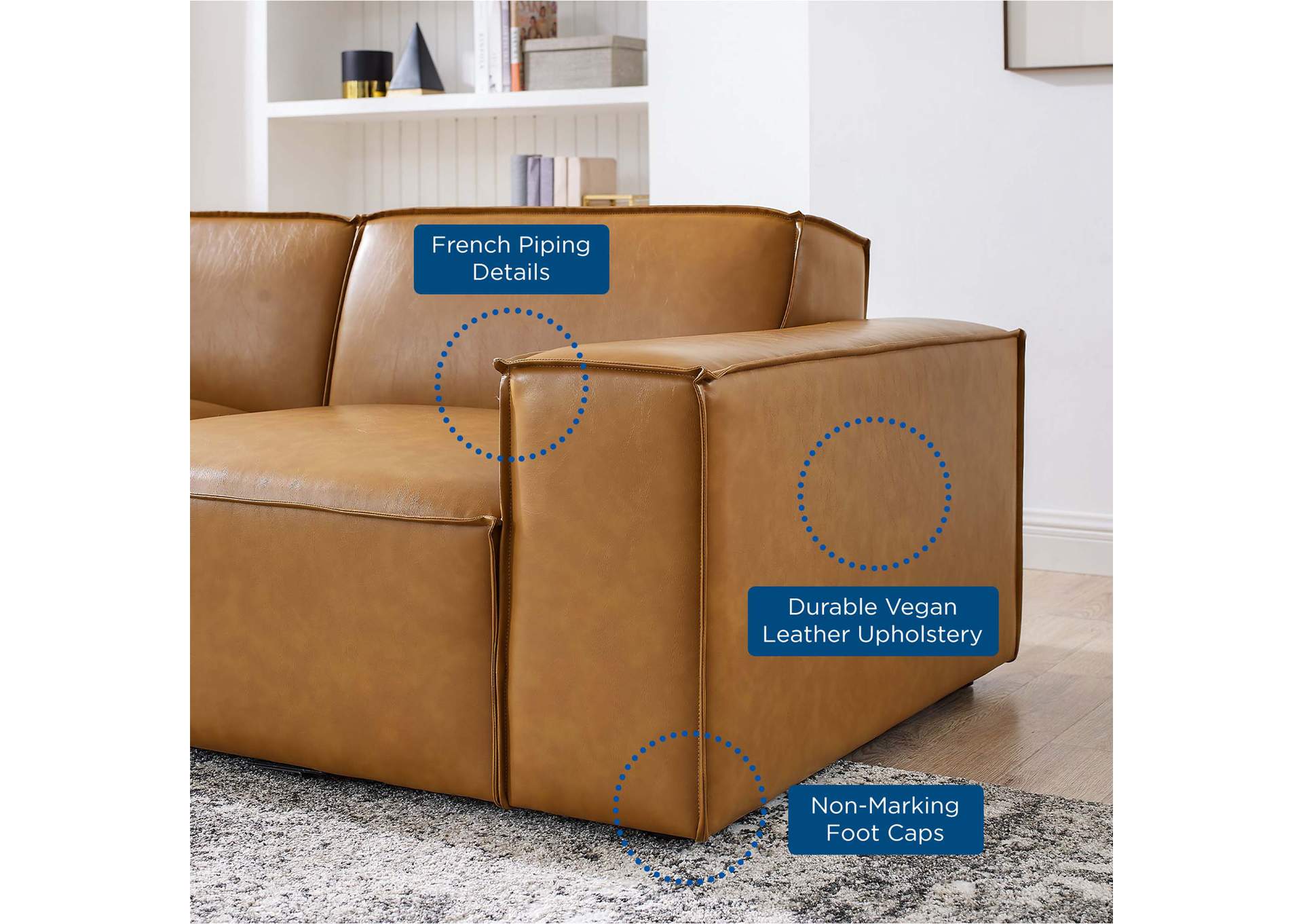 Tan Restore 8-Piece Vegan Leather Sectional Sofa,Modway