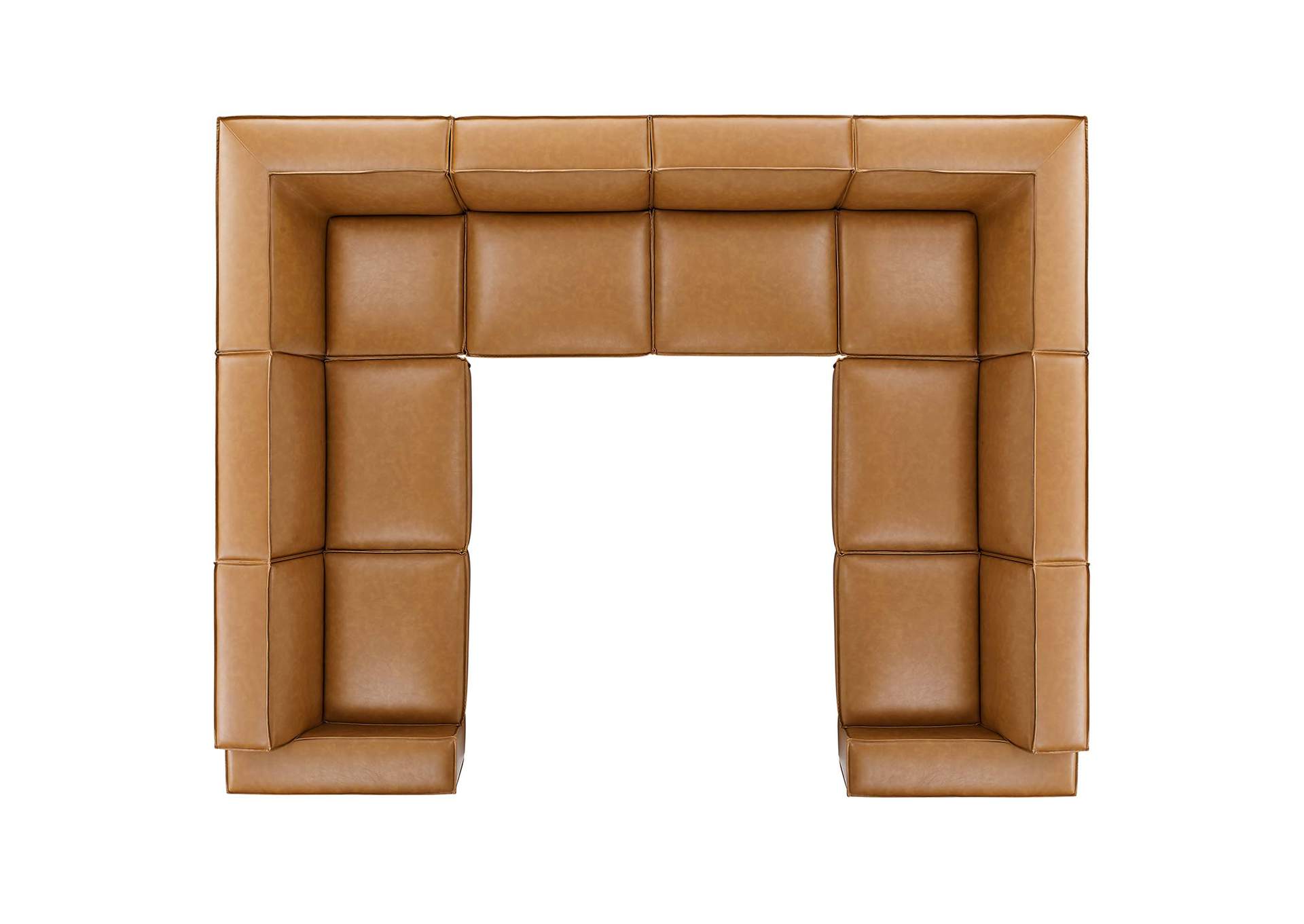 Tan Restore 8-Piece Vegan Leather Sectional Sofa,Modway