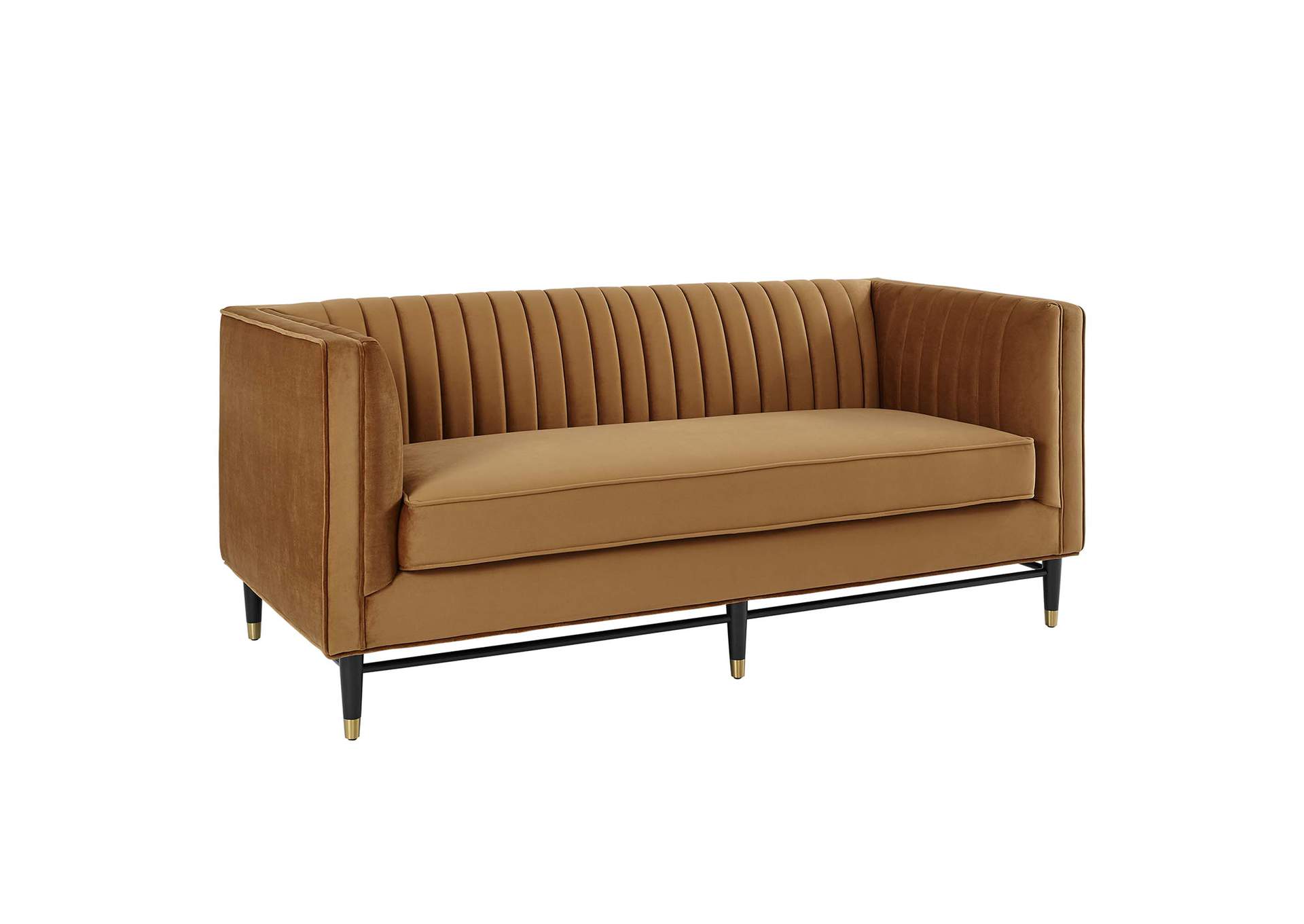 Cognac Devote Channel Tufted Performance Velvet Loveseat,Modway