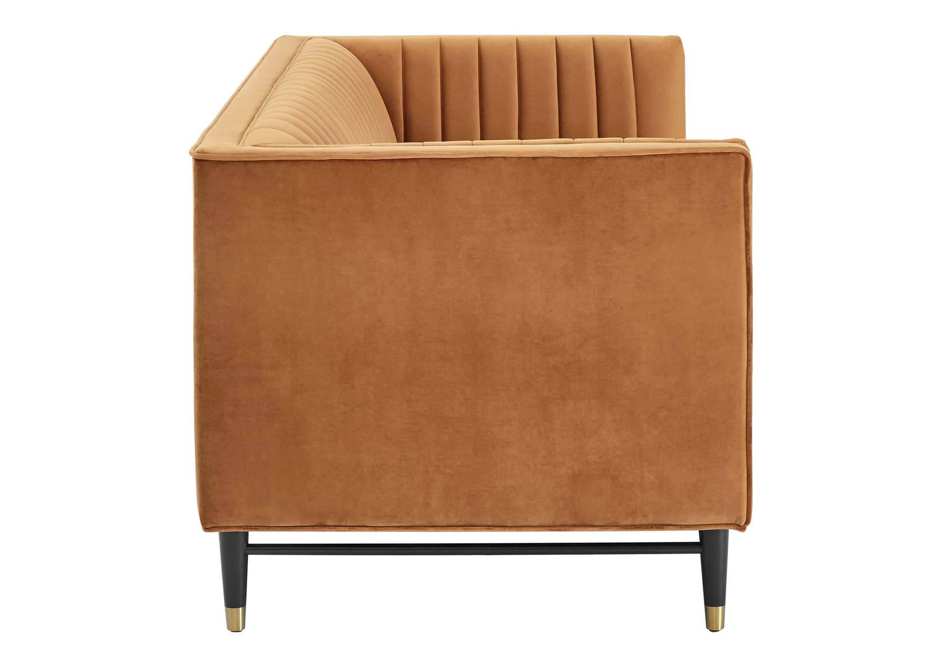 Cognac Devote Channel Tufted Performance Velvet Loveseat,Modway