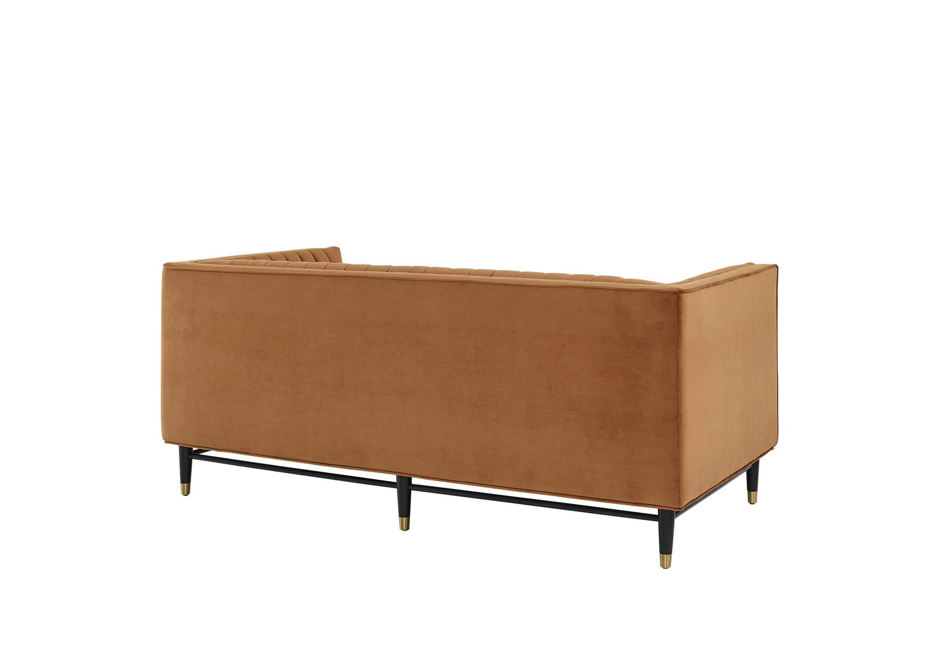 Cognac Devote Channel Tufted Performance Velvet Loveseat,Modway