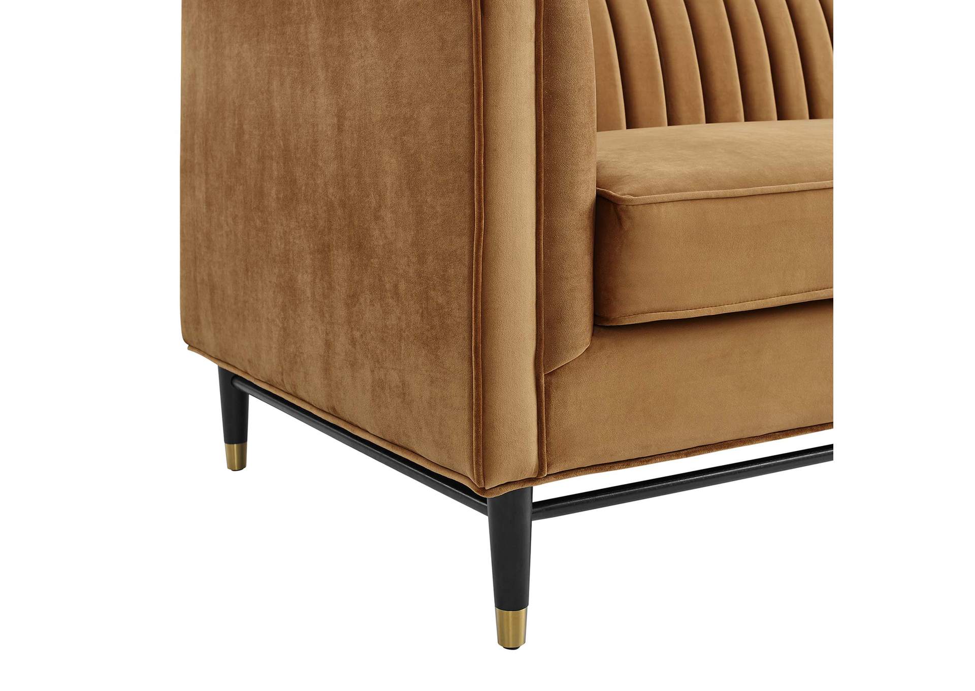 Cognac Devote Channel Tufted Performance Velvet Loveseat,Modway