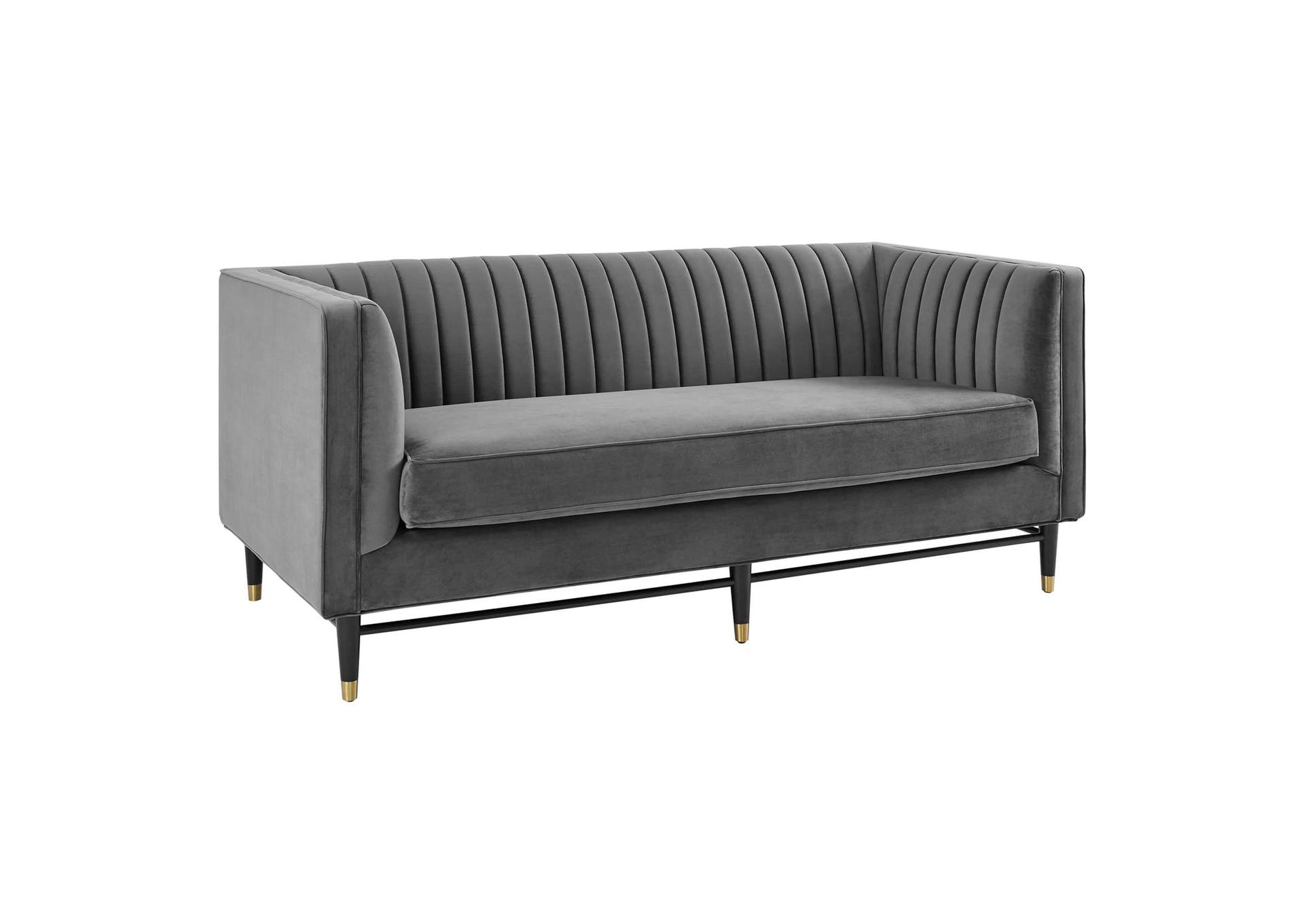 Gray Devote Channel Tufted Performance Velvet Loveseat,Modway