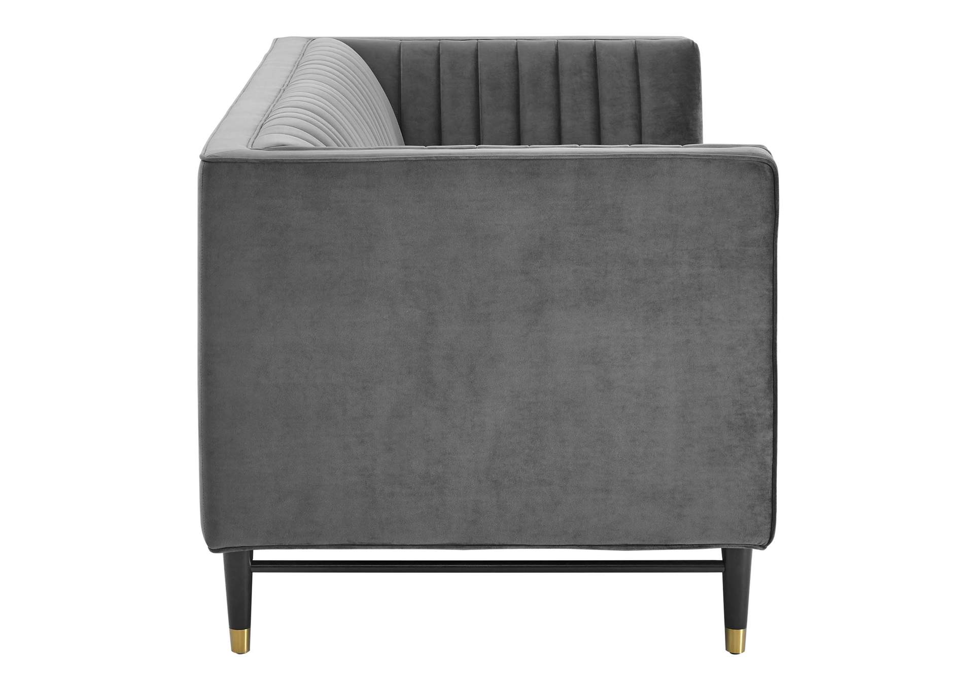 Gray Devote Channel Tufted Performance Velvet Loveseat,Modway