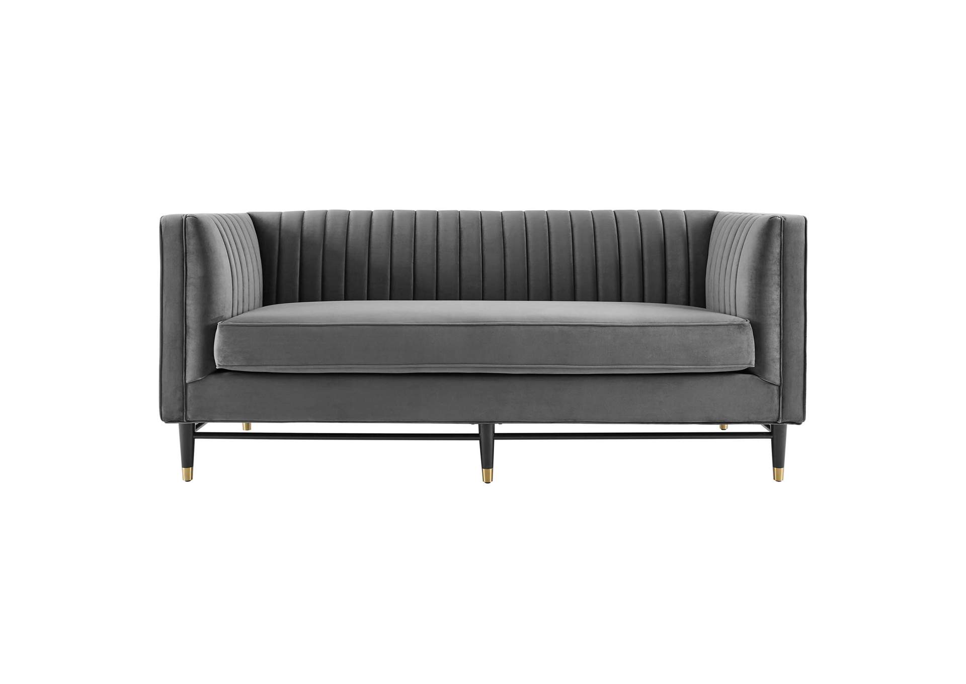 Gray Devote Channel Tufted Performance Velvet Loveseat,Modway