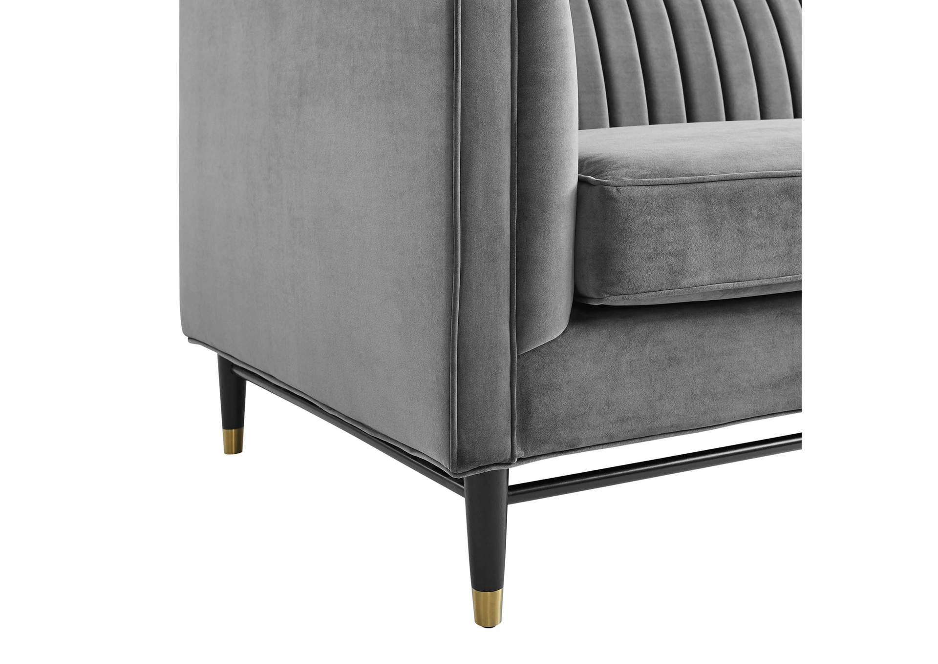 Gray Devote Channel Tufted Performance Velvet Loveseat,Modway