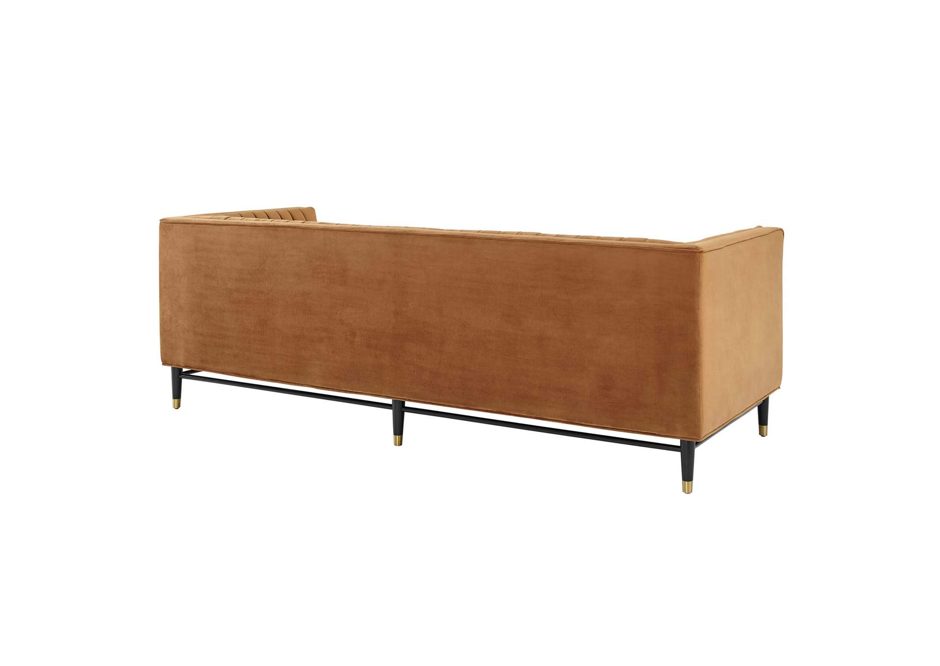 Cognac Devote Channel Tufted Performance Velvet Sofa,Modway
