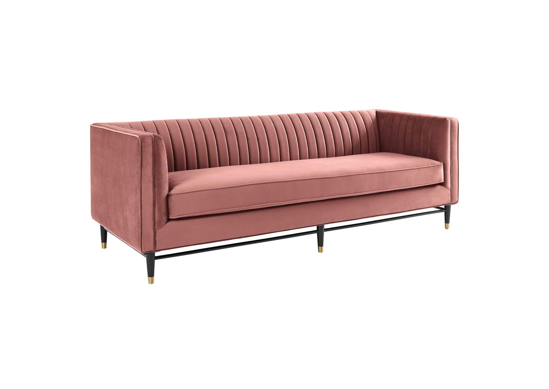Dusty Rose Devote Channel Tufted Performance Velvet Sofa,Modway