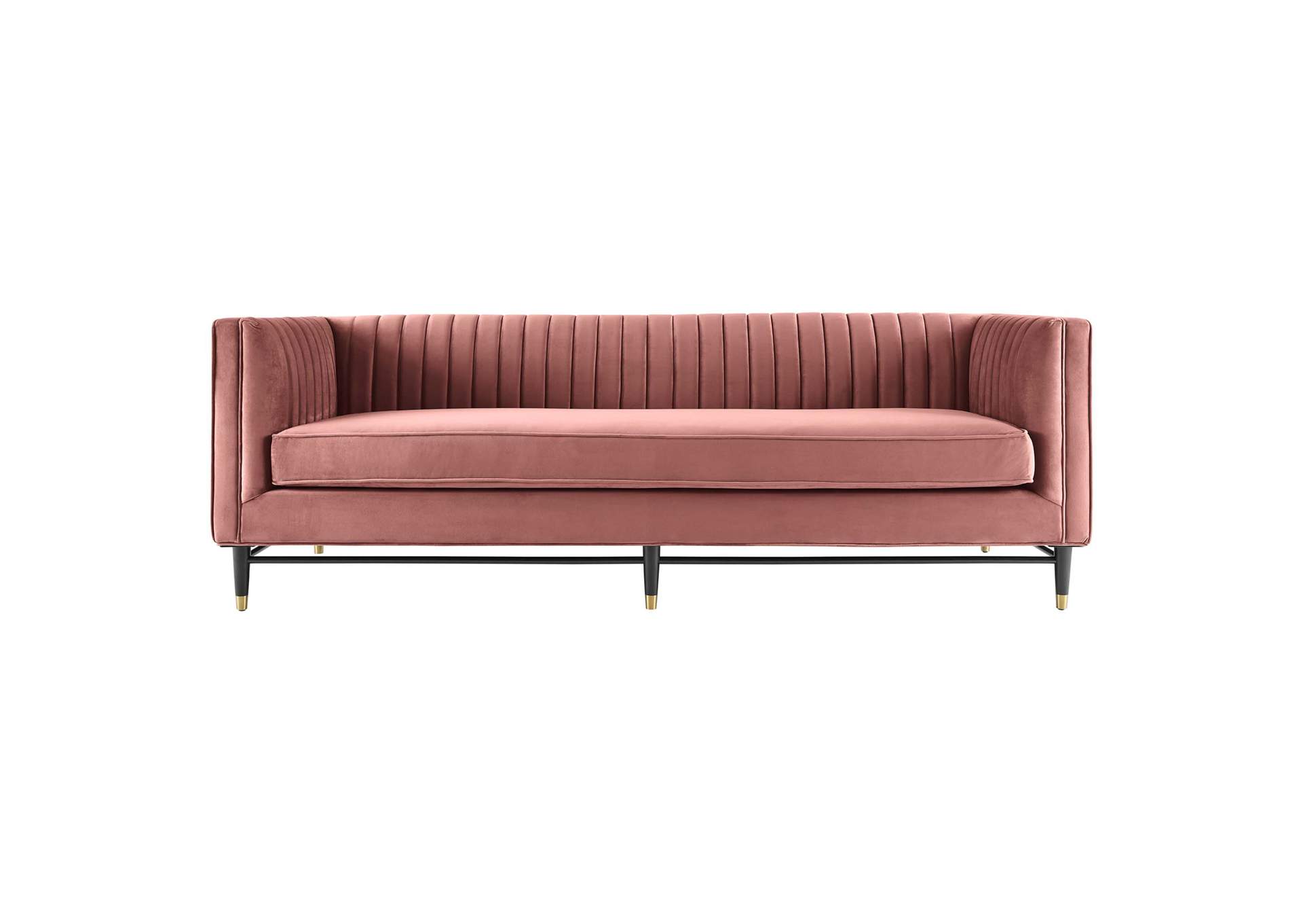 Dusty Rose Devote Channel Tufted Performance Velvet Sofa,Modway
