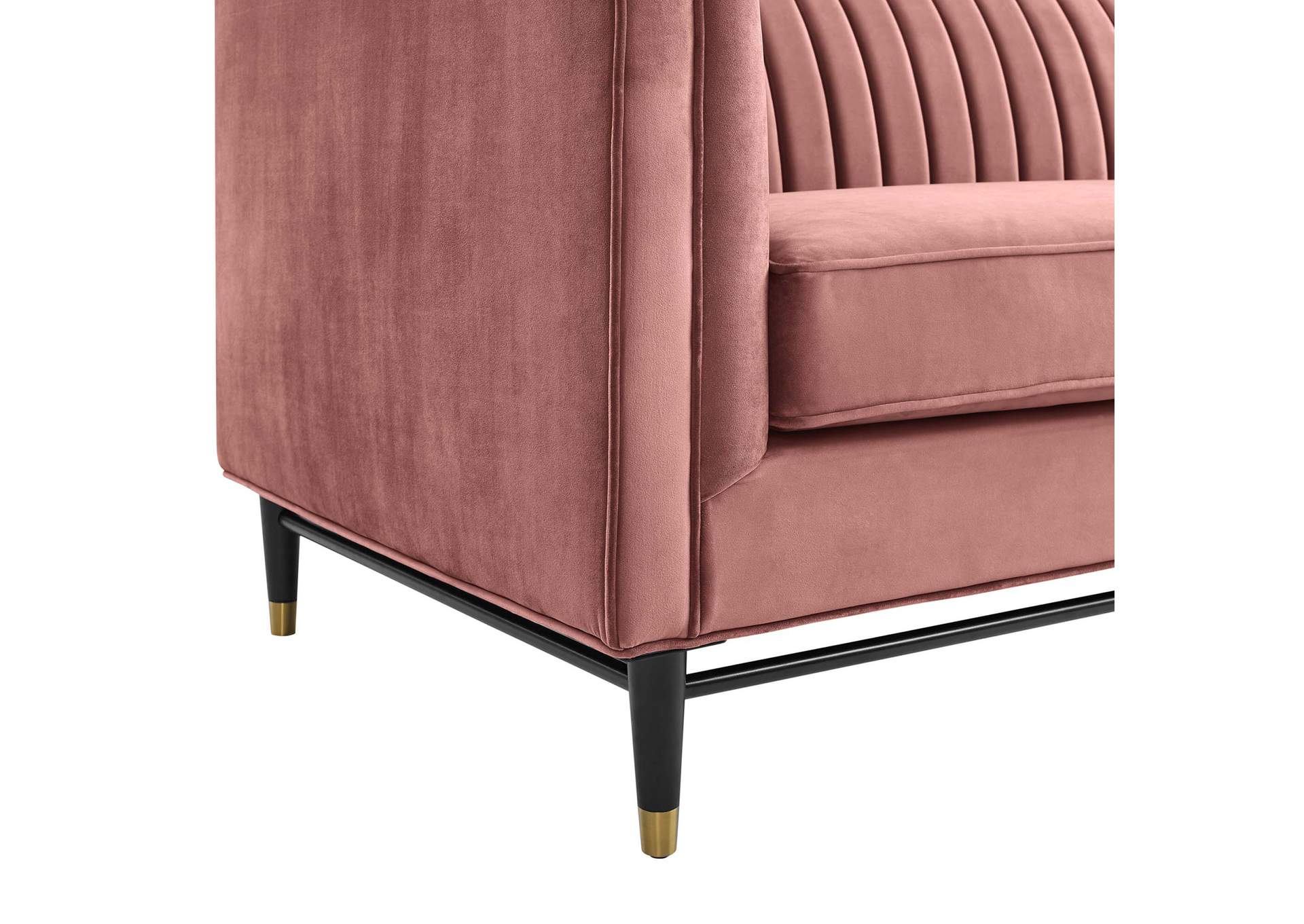 Dusty Rose Devote Channel Tufted Performance Velvet Sofa,Modway