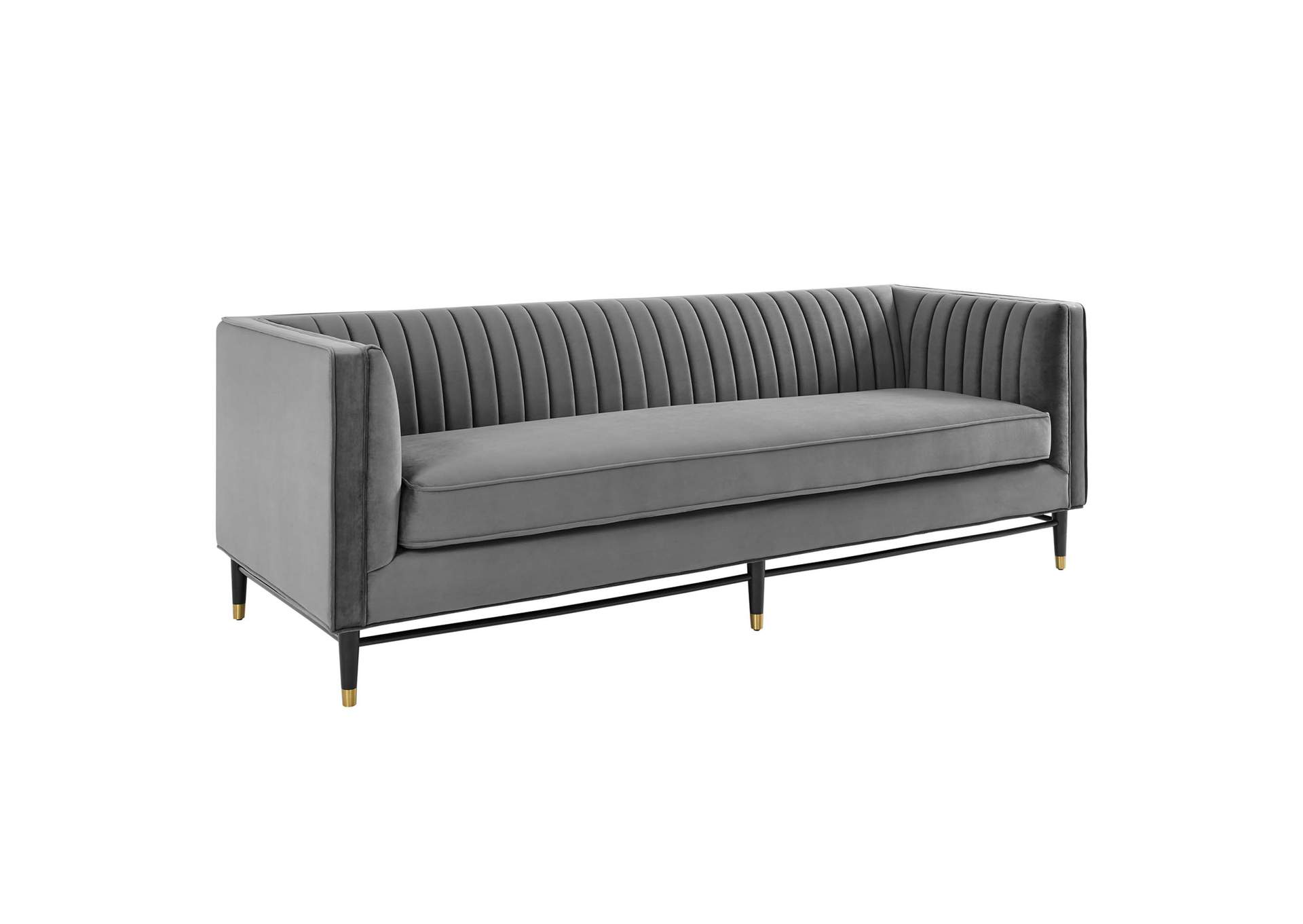 Gray Devote Channel Tufted Performance Velvet Sofa,Modway