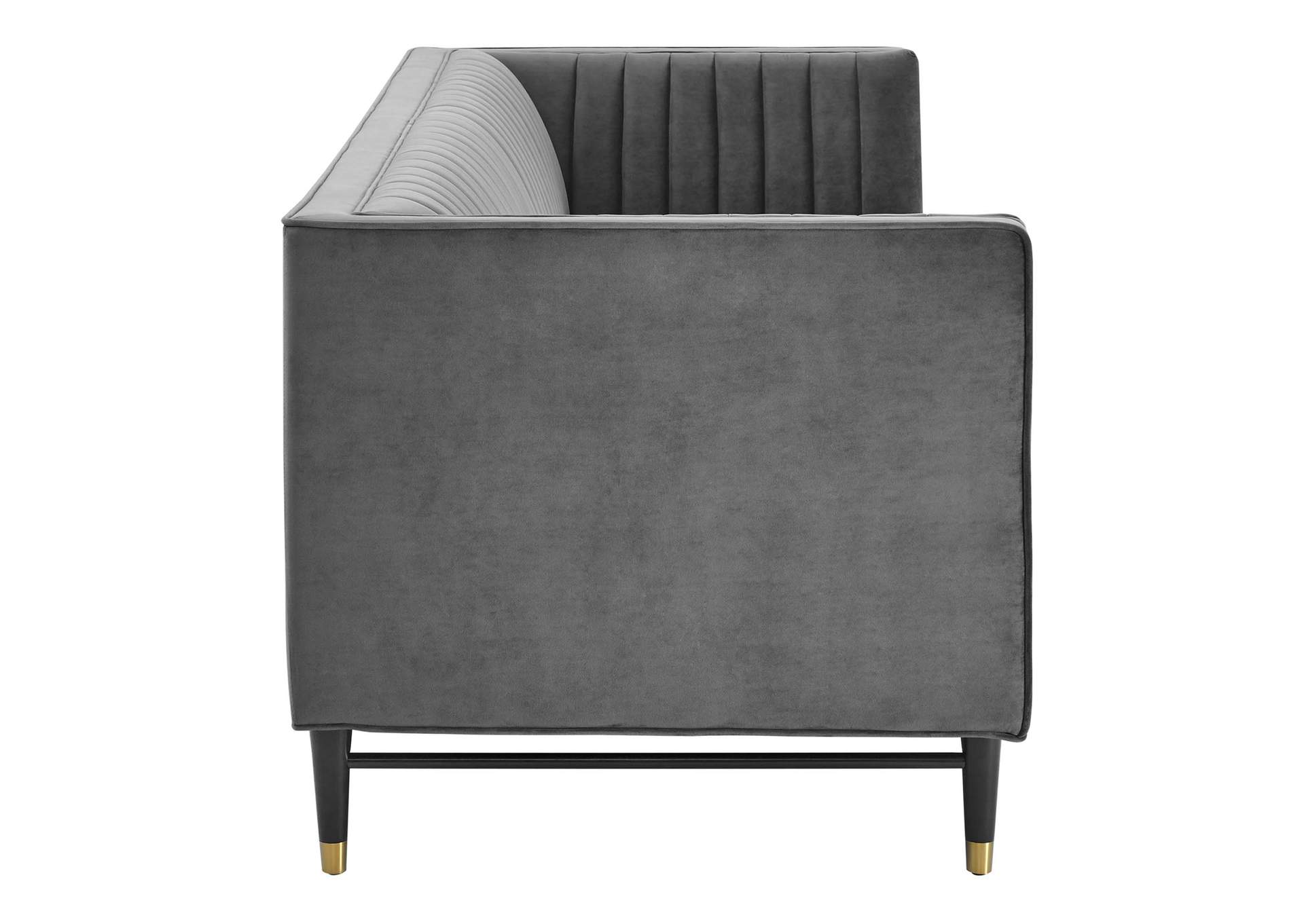 Gray Devote Channel Tufted Performance Velvet Sofa,Modway