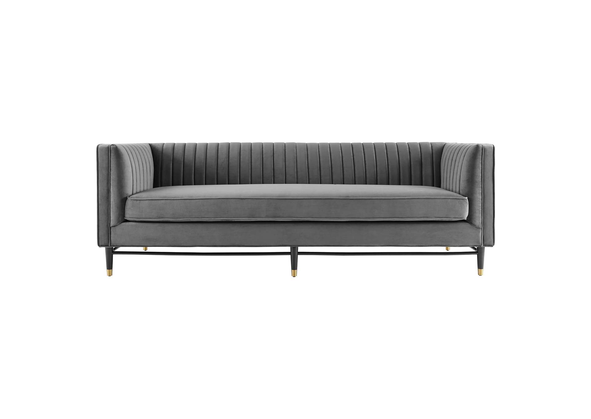 Gray Devote Channel Tufted Performance Velvet Sofa,Modway