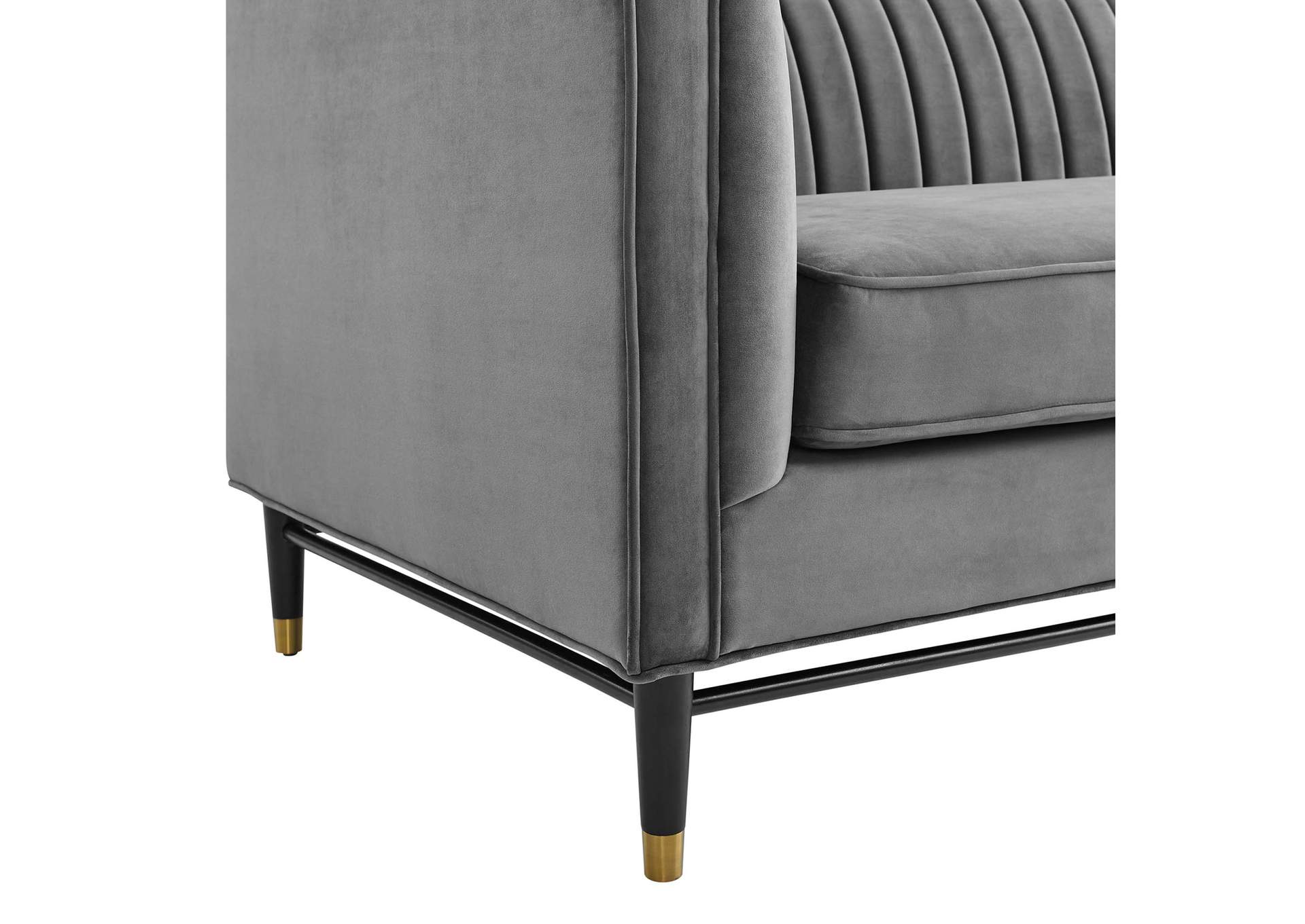 Gray Devote Channel Tufted Performance Velvet Sofa,Modway