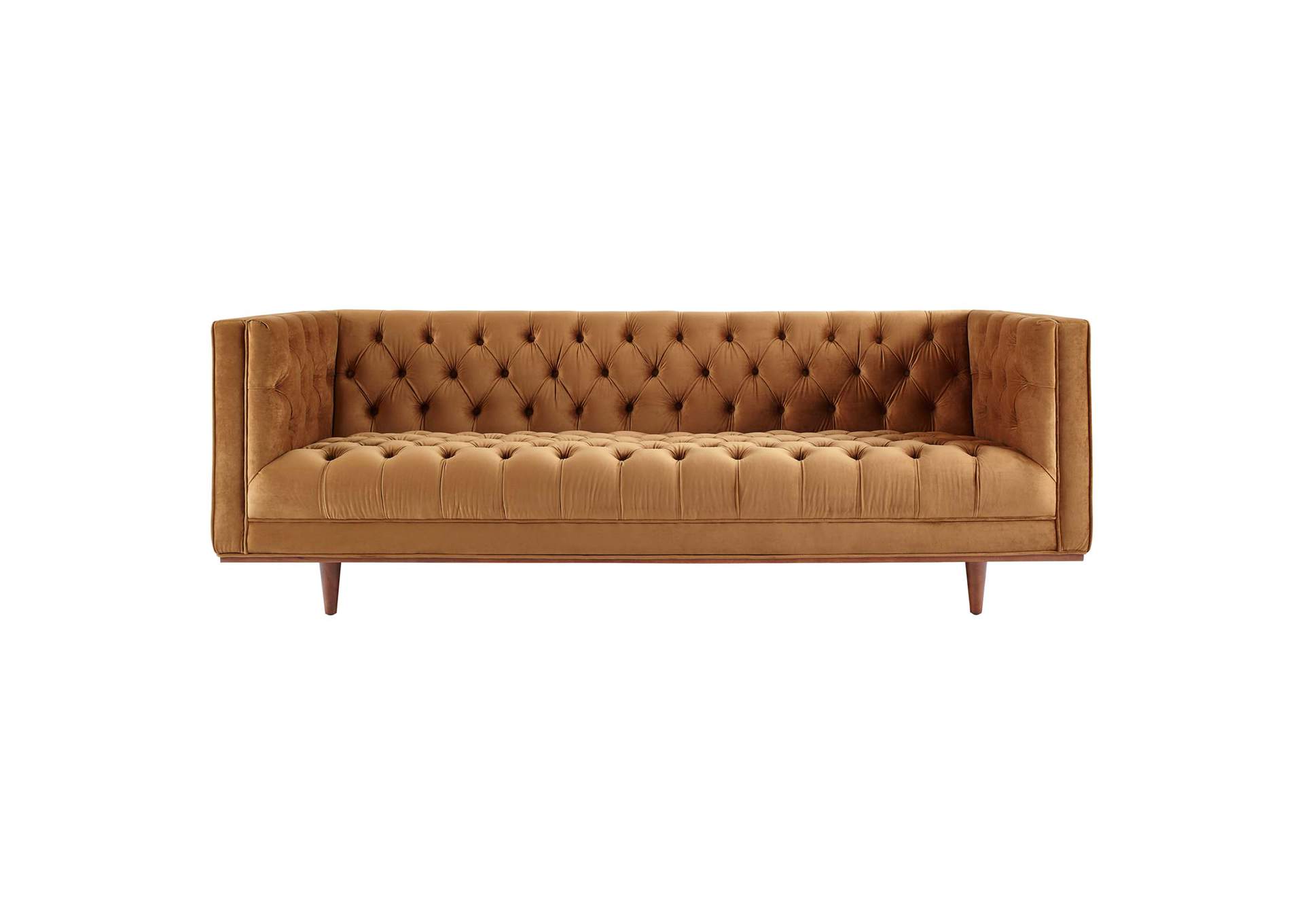 Cognac Elation Tufted Performance Velvet Sofa,Modway