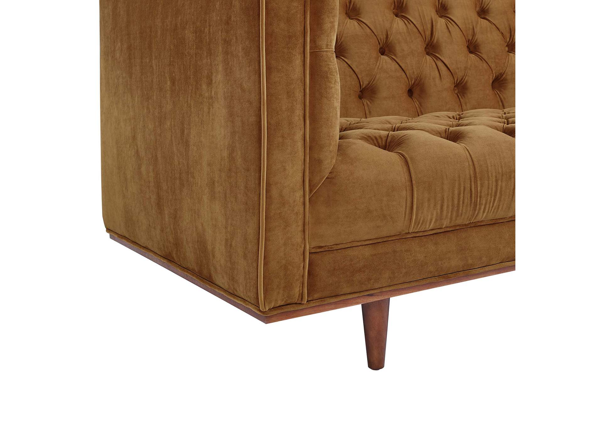 Cognac Elation Tufted Performance Velvet Sofa,Modway