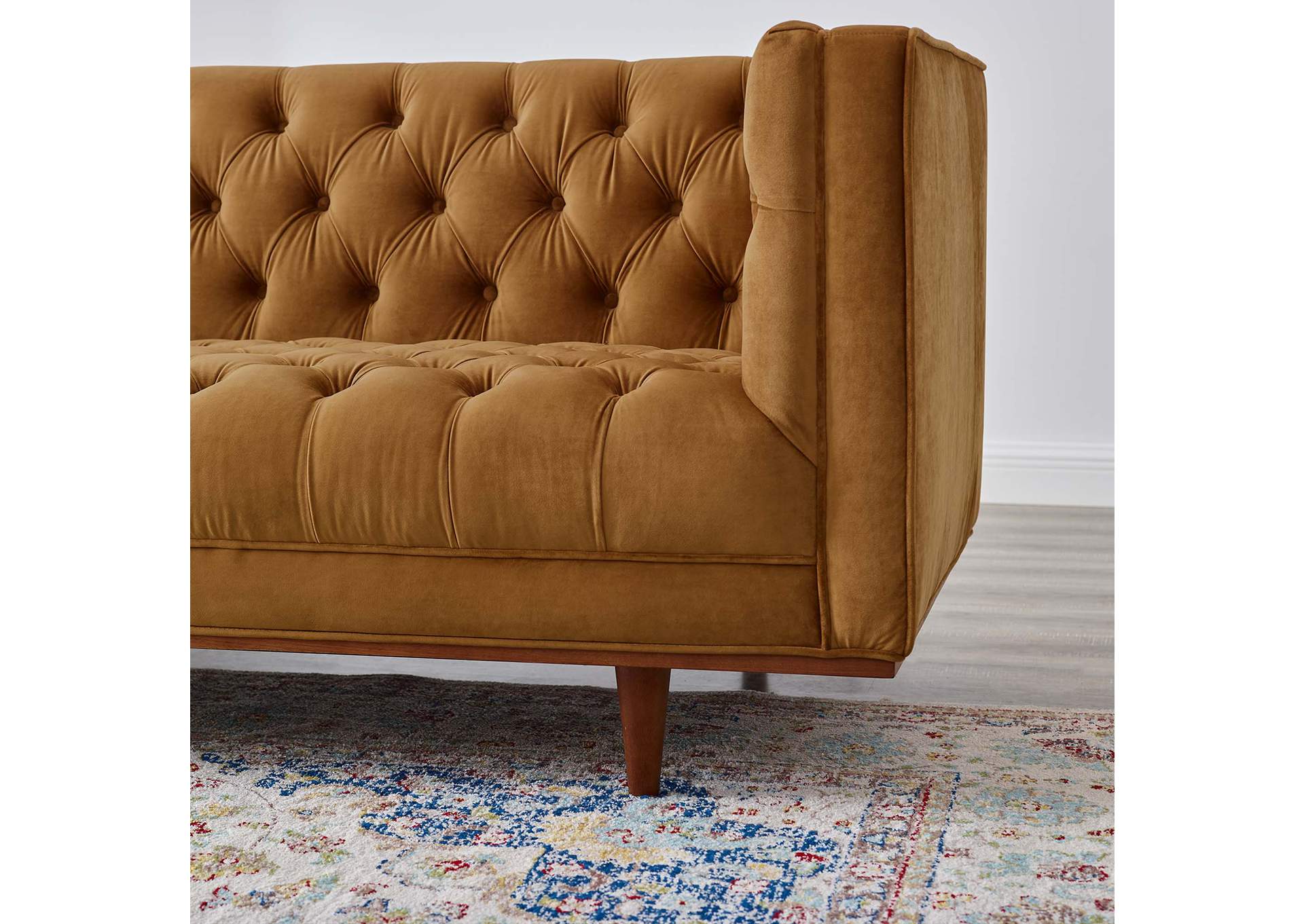 Cognac Elation Tufted Performance Velvet Sofa,Modway