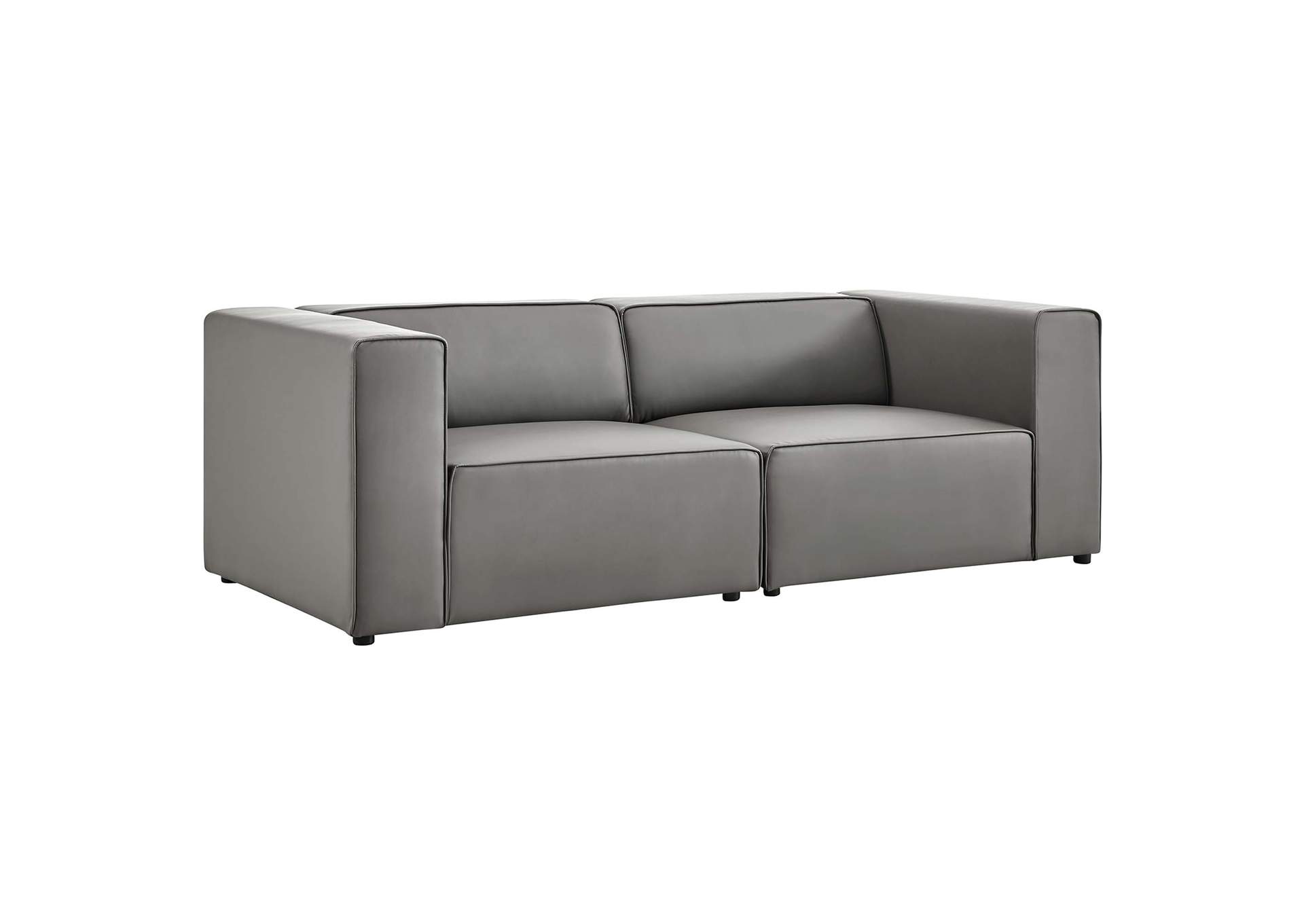 Gray Mingle Vegan Leather 2-Piece Sectional Sofa Loveseat,Modway