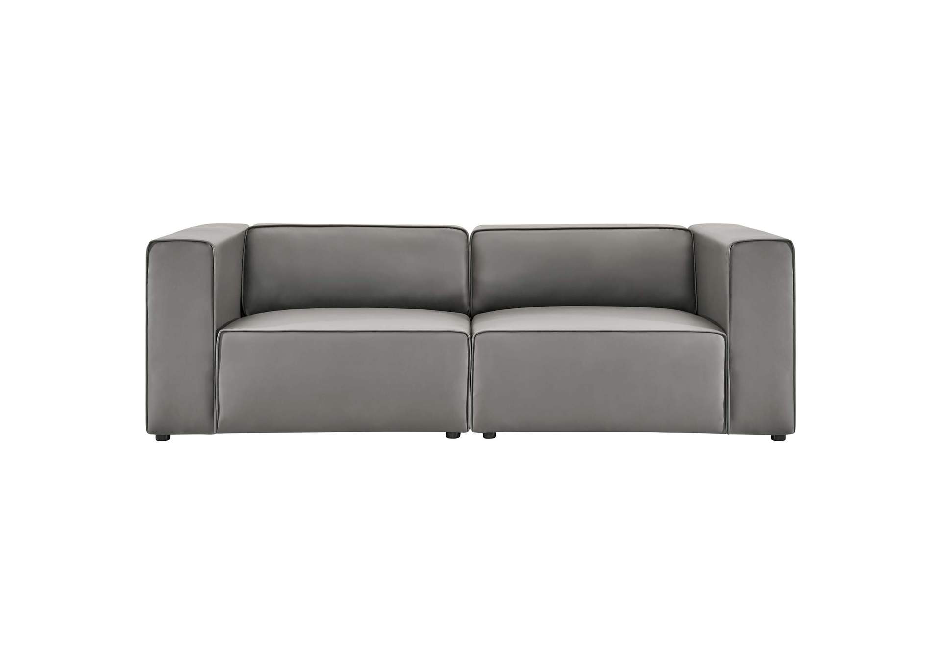 Gray Mingle Vegan Leather 2-Piece Sectional Sofa Loveseat,Modway