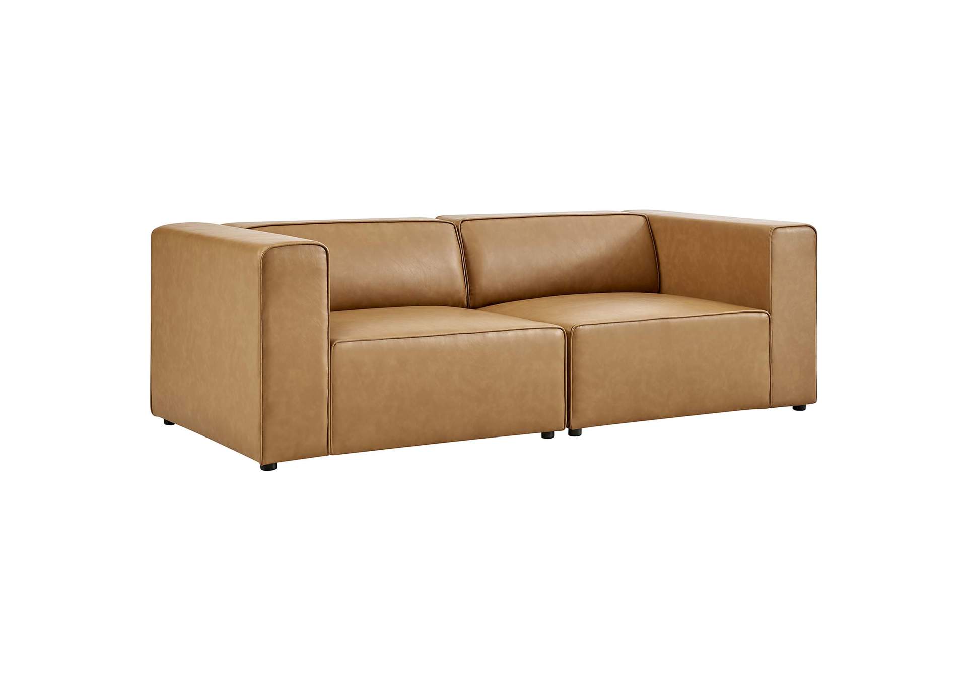 Tan Mingle Vegan Leather 2-Piece Sectional Sofa Loveseat,Modway