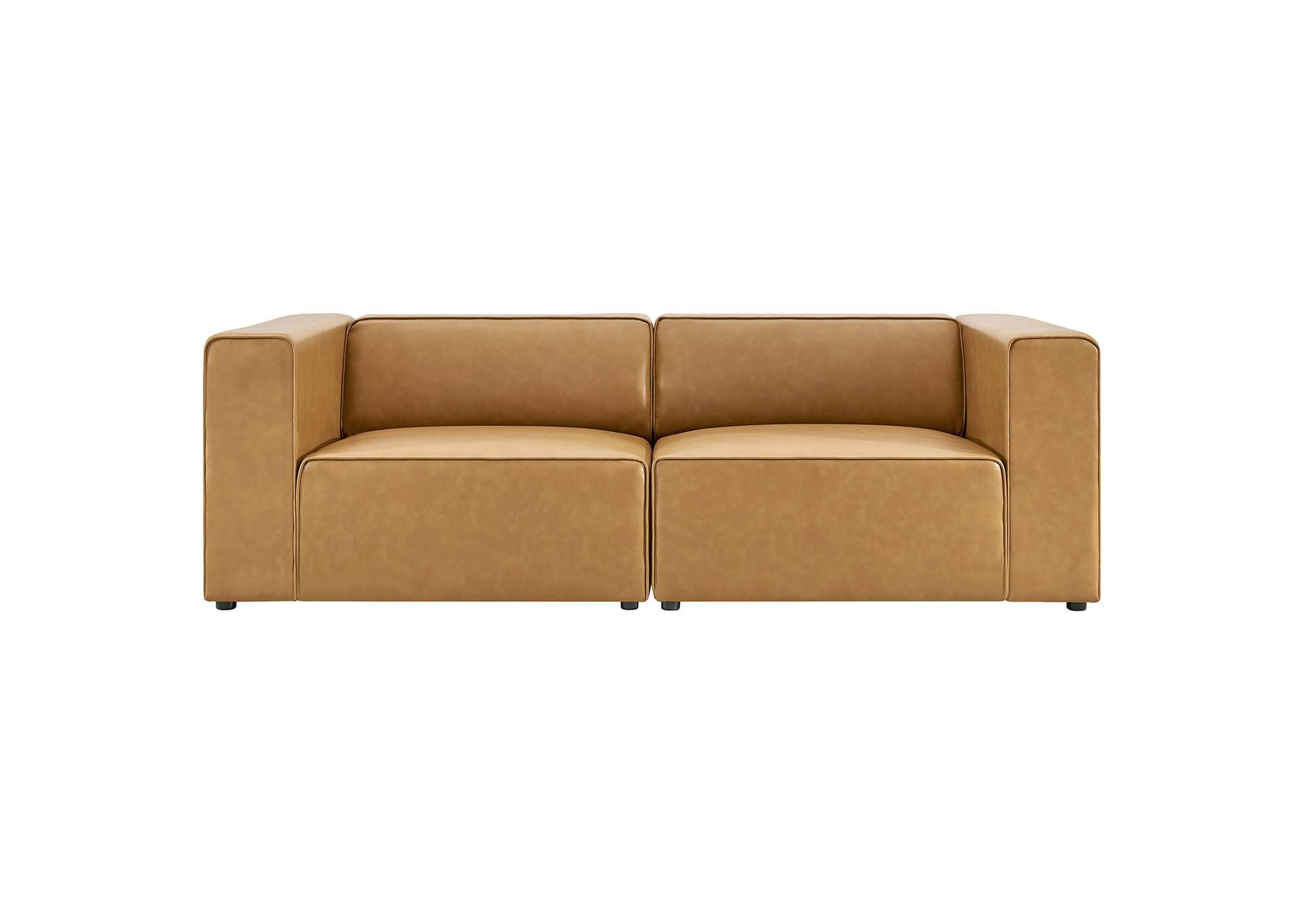 Tan Mingle Vegan Leather 2-Piece Sectional Sofa Loveseat,Modway