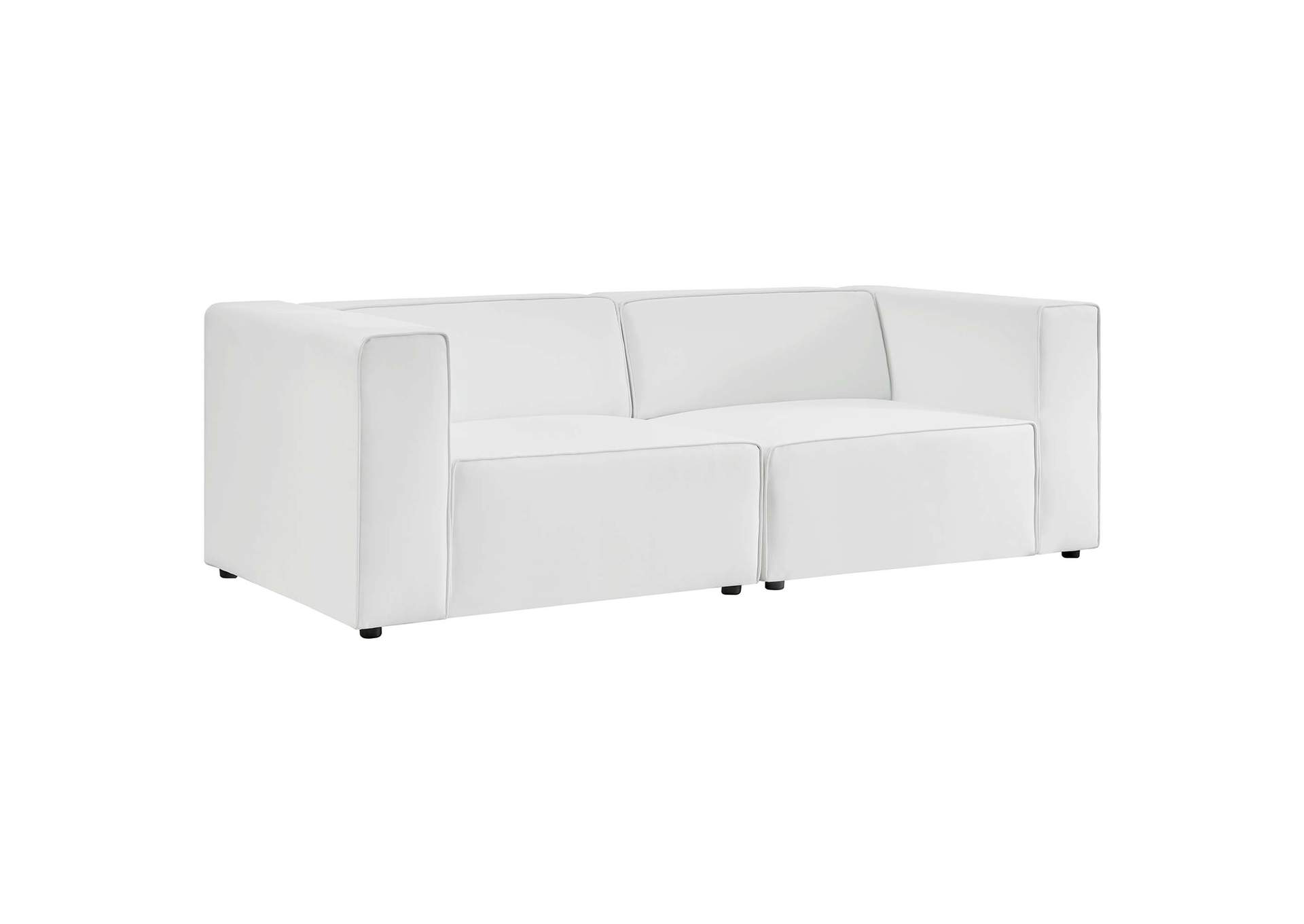 White Mingle Vegan Leather 2-Piece Sectional Sofa Loveseat,Modway
