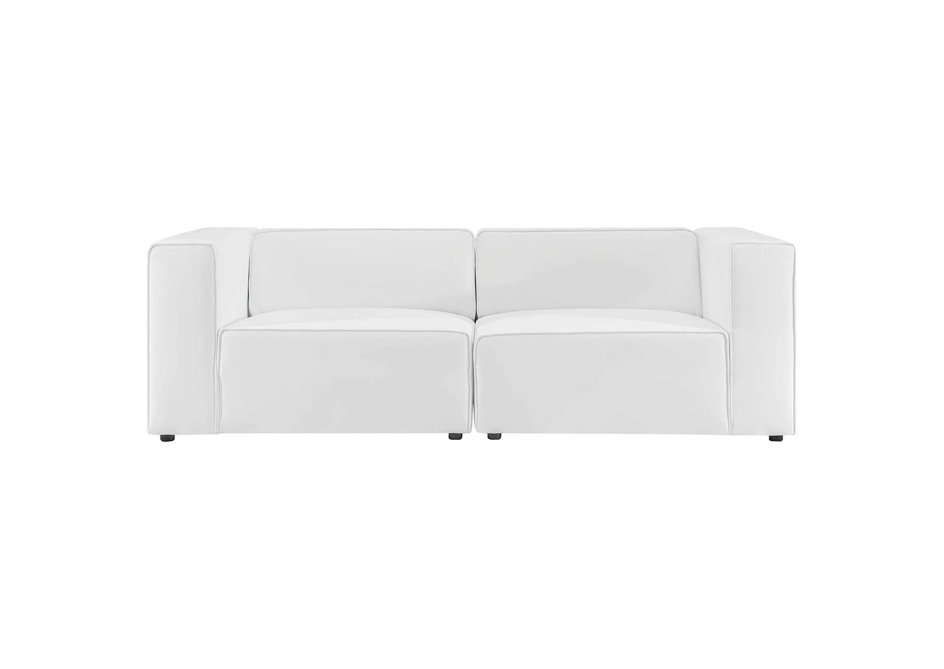 White Mingle Vegan Leather 2-Piece Sectional Sofa Loveseat,Modway