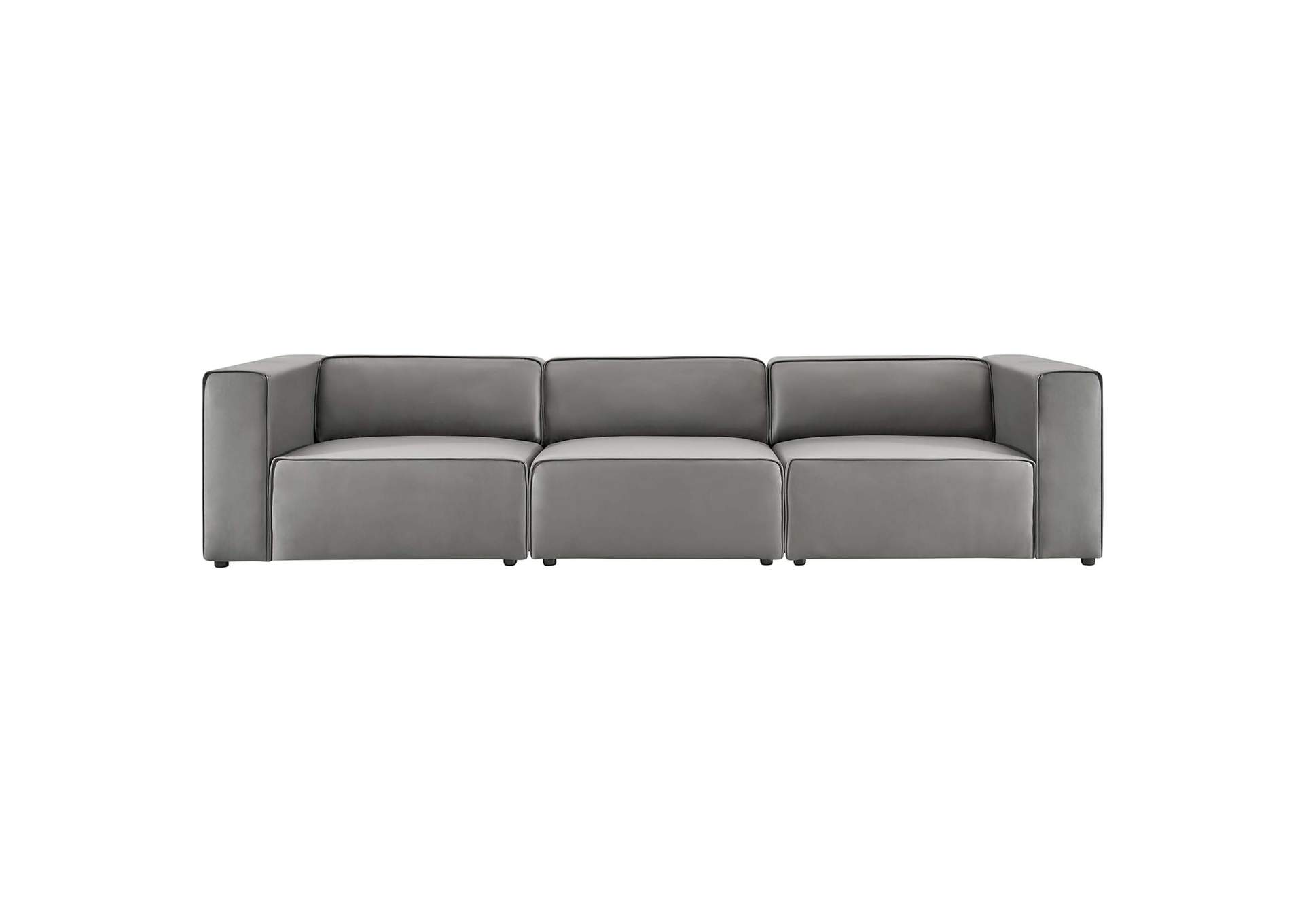 Gray Mingle Vegan Leather 3-Piece Sectional Sofa,Modway