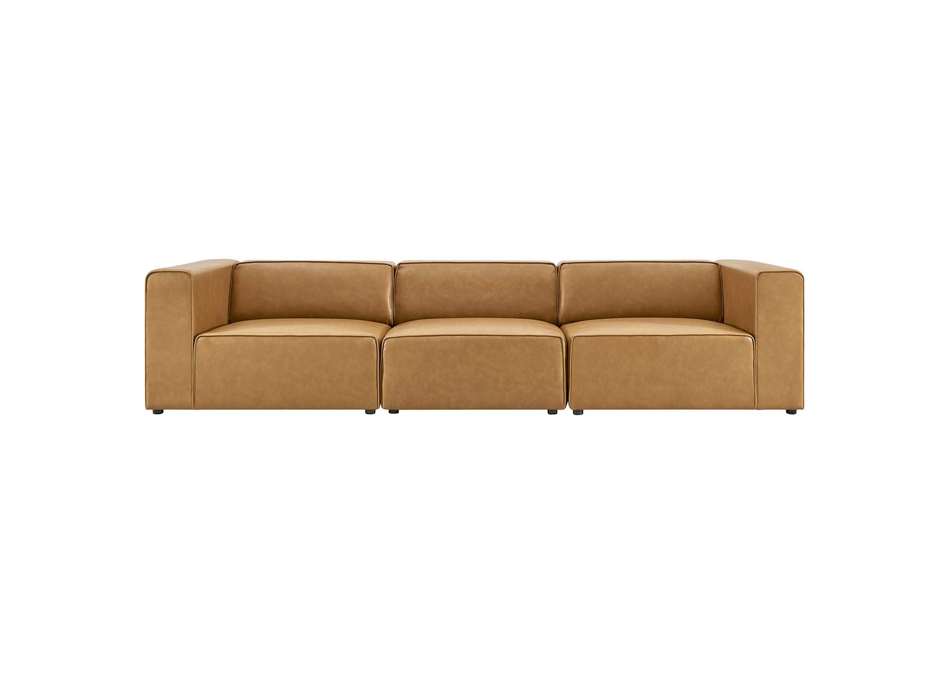 Tan Mingle Vegan Leather 3-Piece Sectional Sofa,Modway