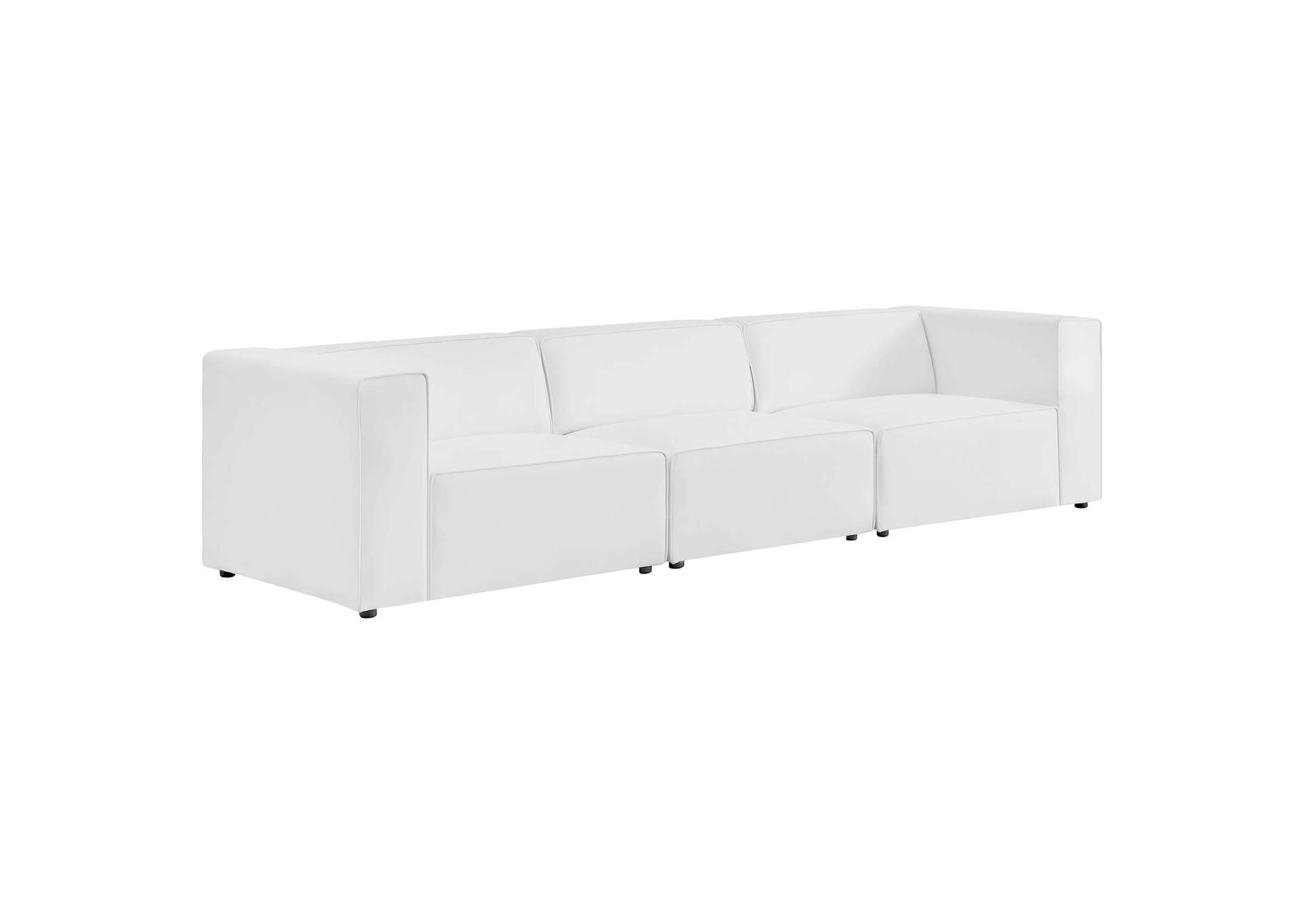 White Mingle Vegan Leather 3-Piece Sectional Sofa,Modway