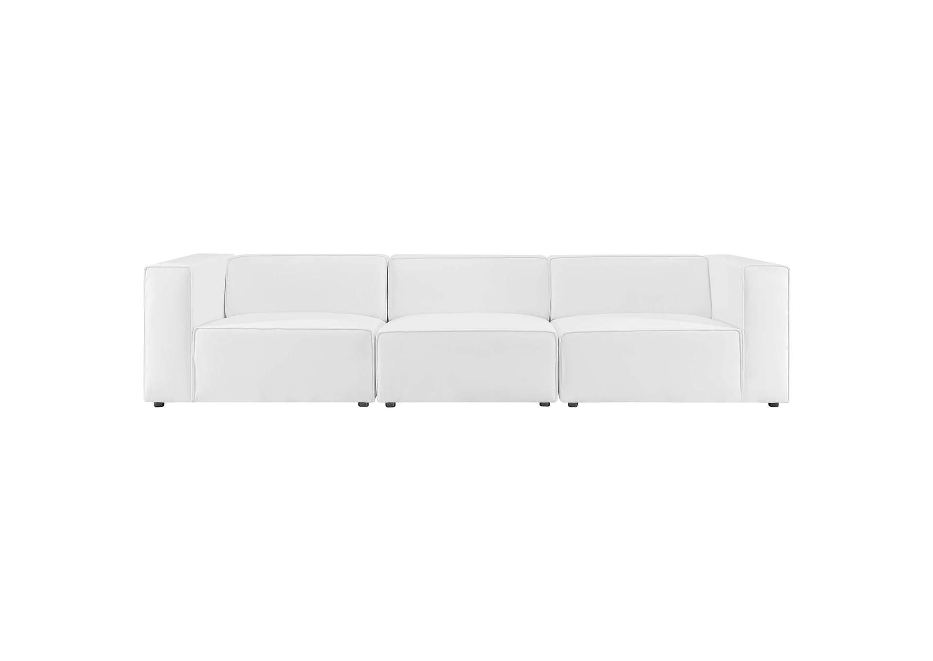White Mingle Vegan Leather 3-Piece Sectional Sofa,Modway