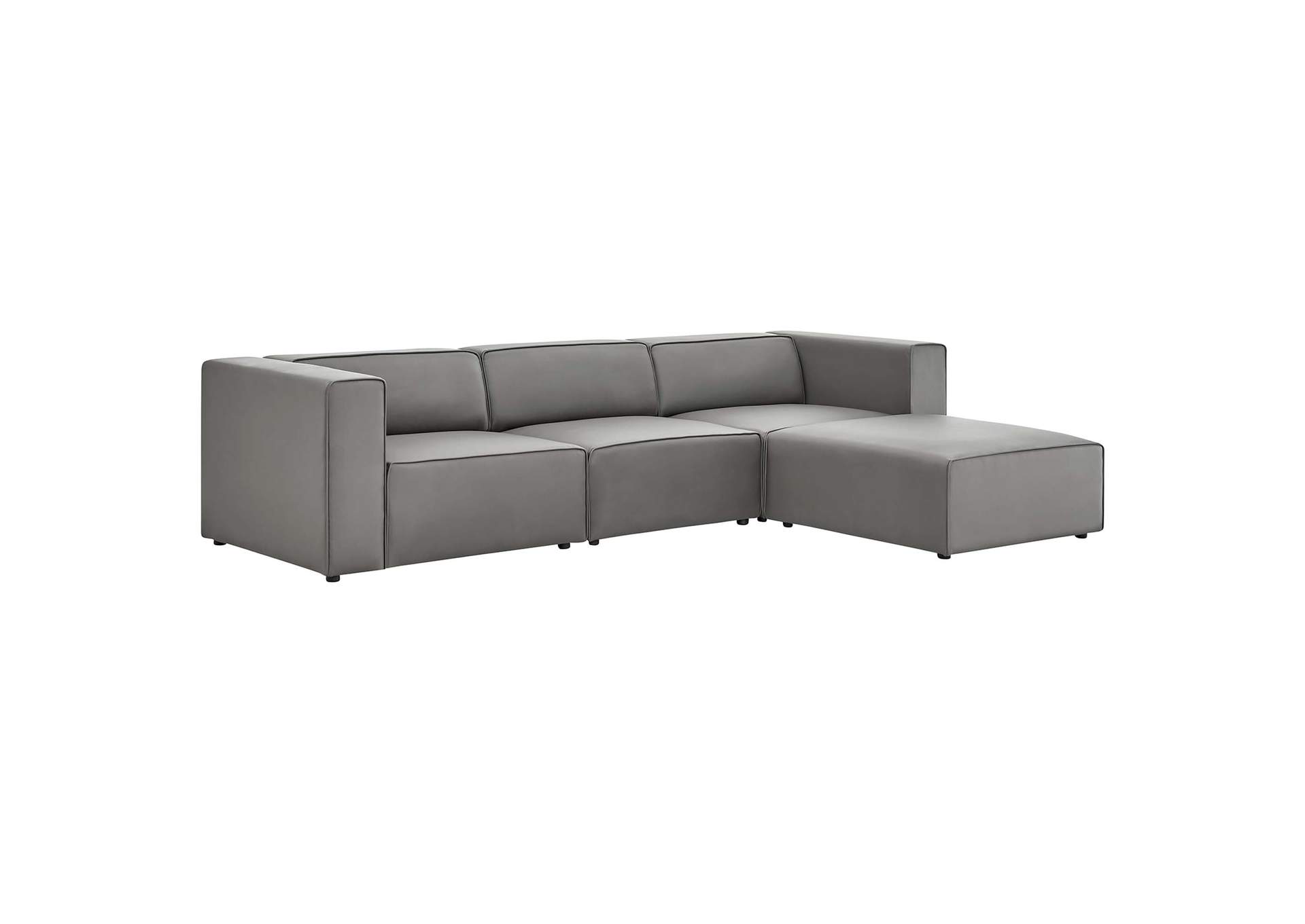 Gray Mingle Vegan Leather Sofa and Ottoman Set,Modway