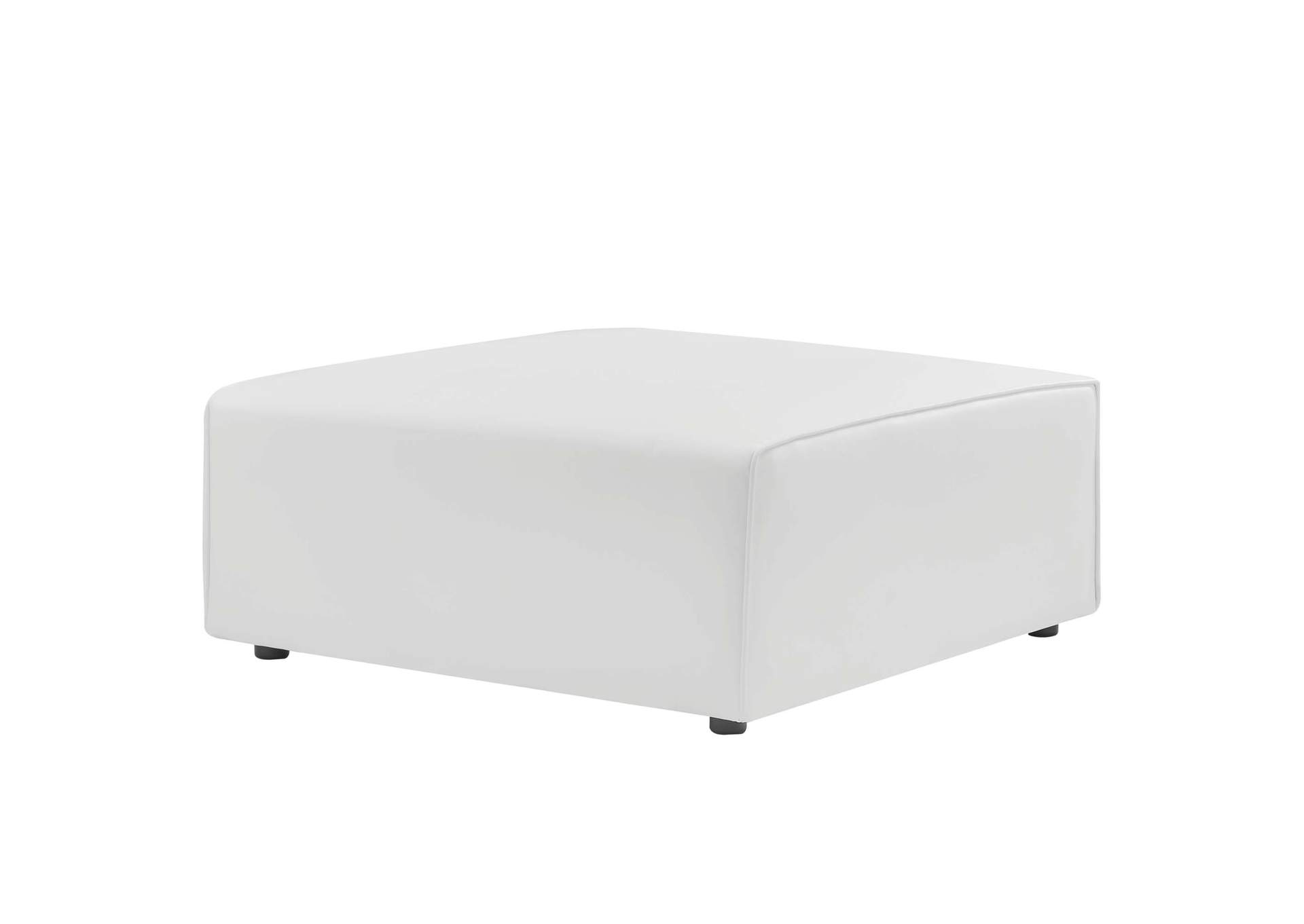 White Mingle Vegan Leather Sofa and Ottoman Set,Modway