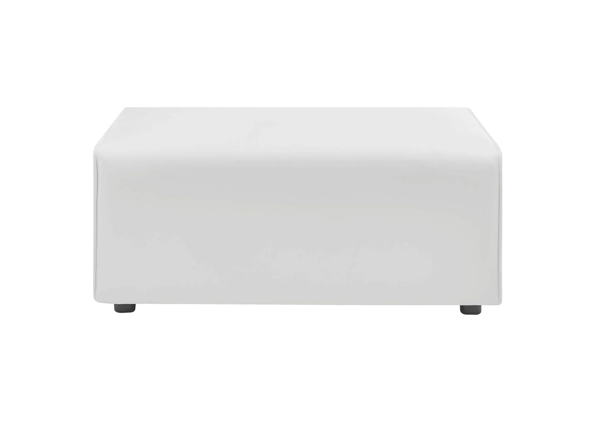 White Mingle Vegan Leather Sofa and Ottoman Set,Modway