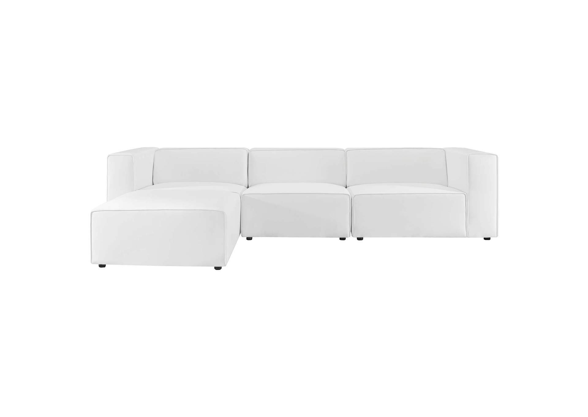 White Mingle Vegan Leather Sofa and Ottoman Set,Modway