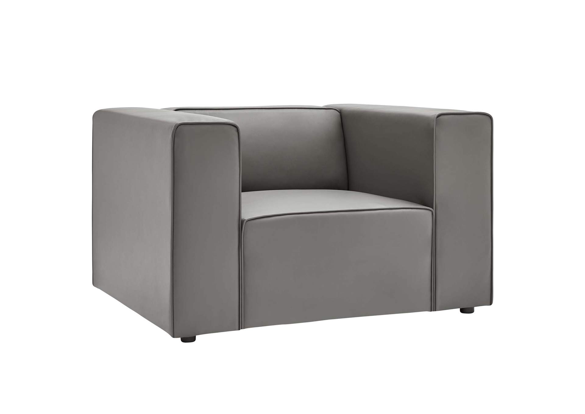 Gray Mingle Vegan Leather Sofa and Armchair Set,Modway