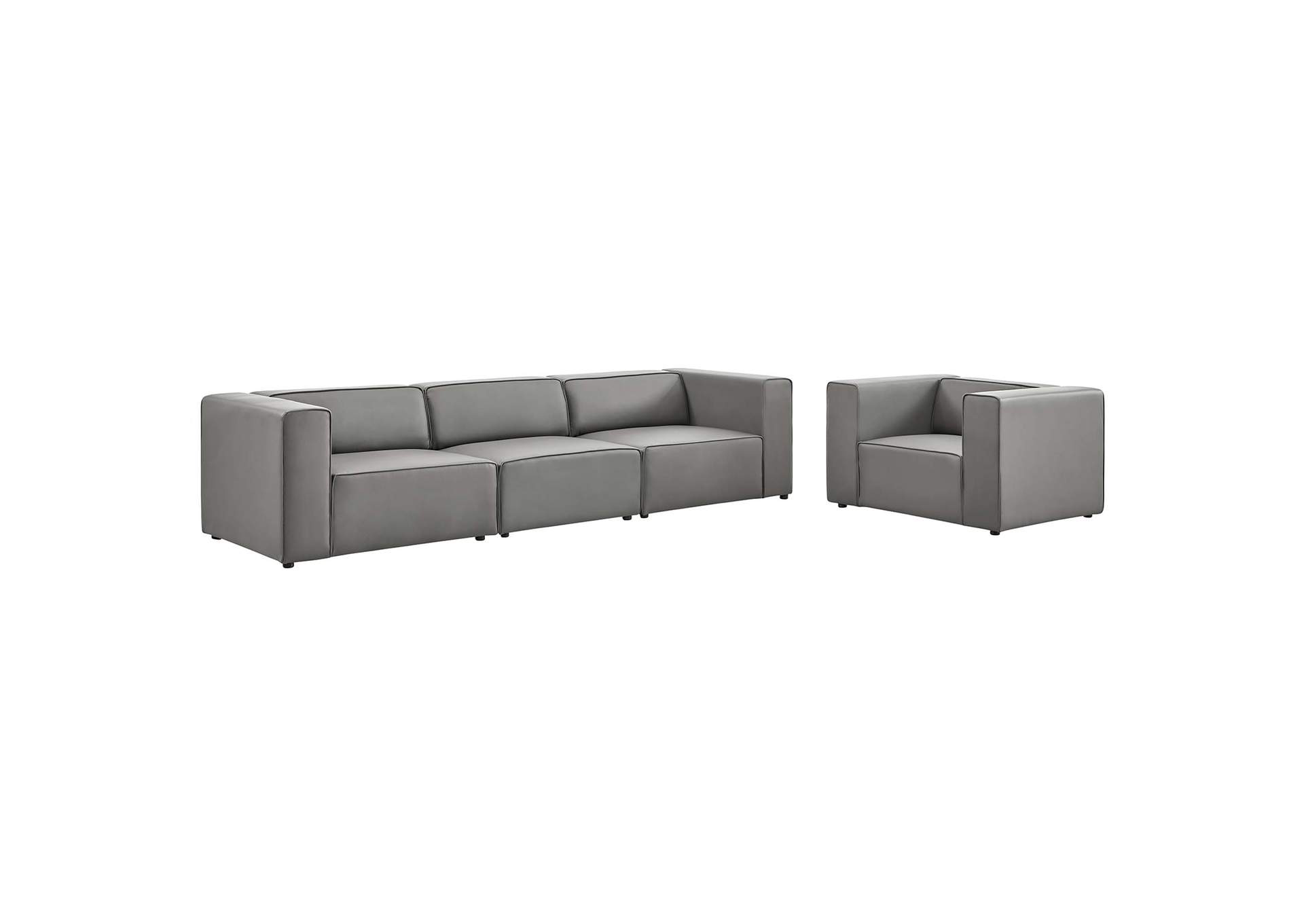 Gray Mingle Vegan Leather Sofa and Armchair Set,Modway