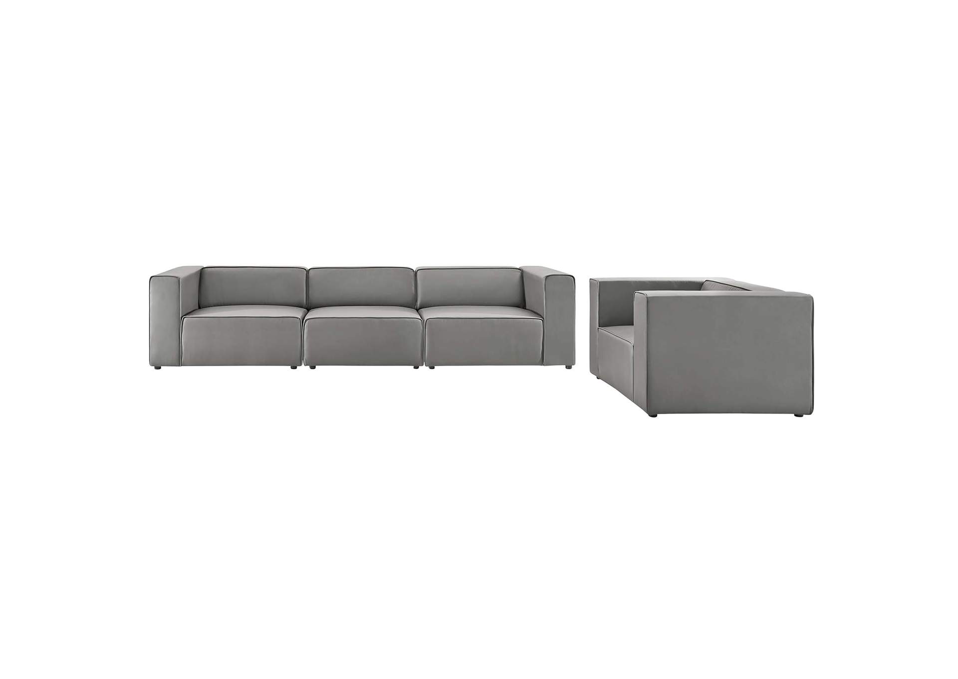 Gray Mingle Vegan Leather Sofa and Armchair Set,Modway