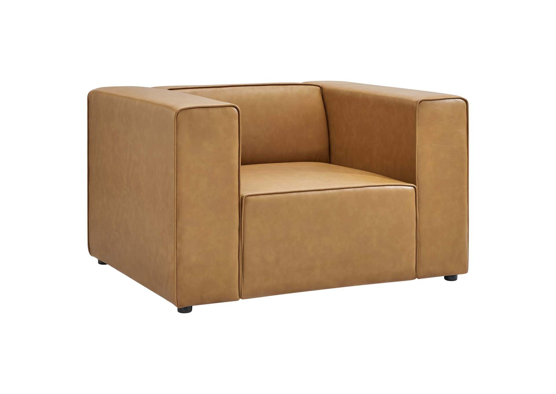 Tan Mingle Vegan Leather Sofa and Armchair Set,Modway