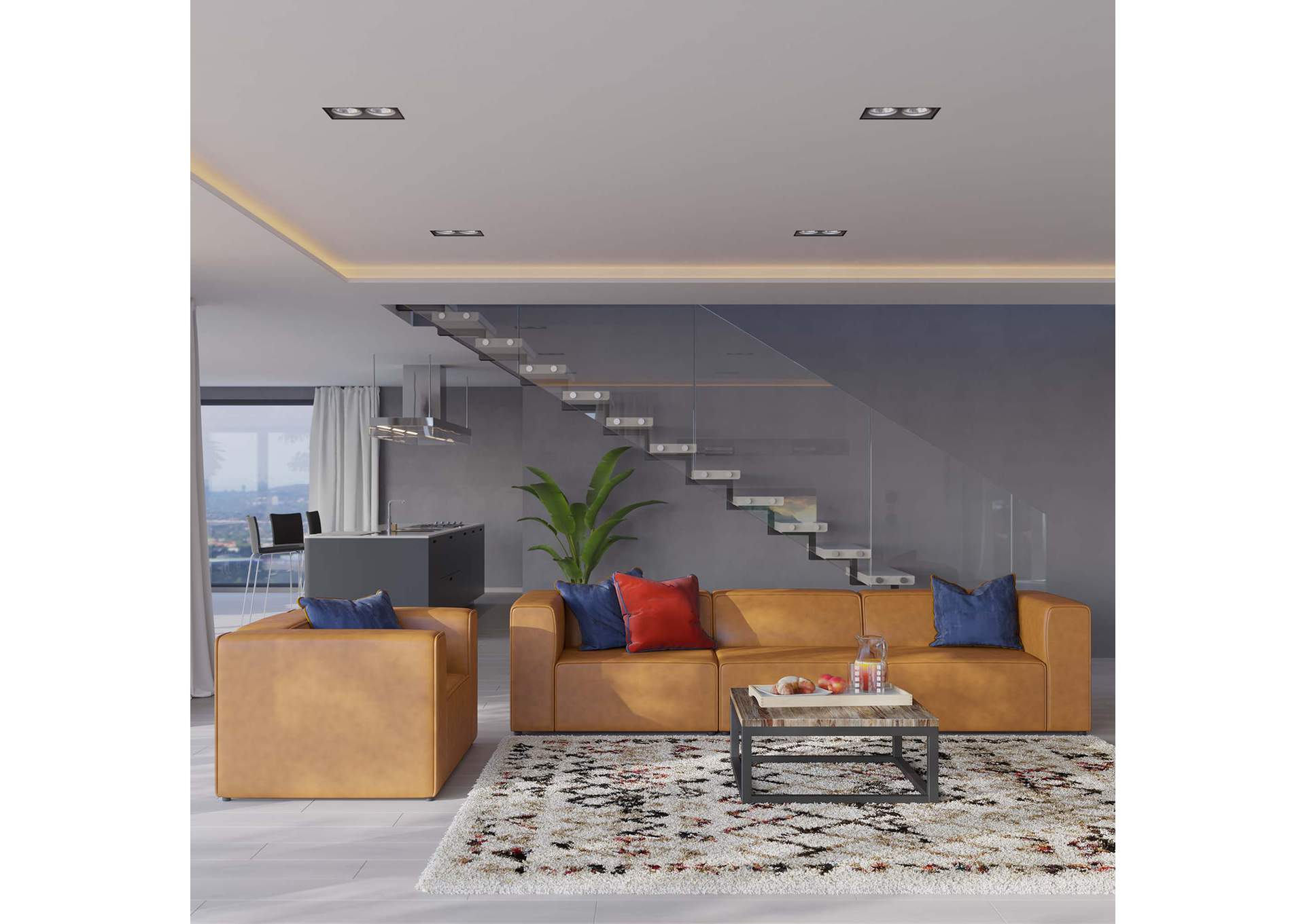 Tan Mingle Vegan Leather Sofa and Armchair Set,Modway