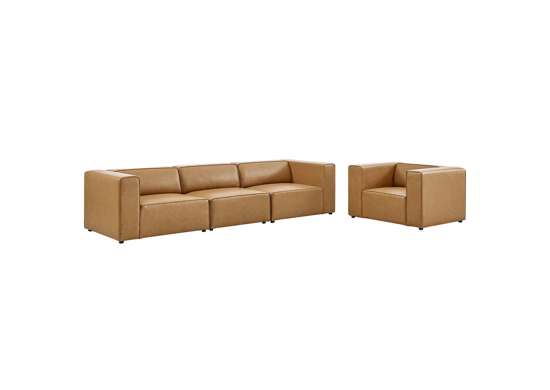 Tan Mingle Vegan Leather Sofa and Armchair Set,Modway