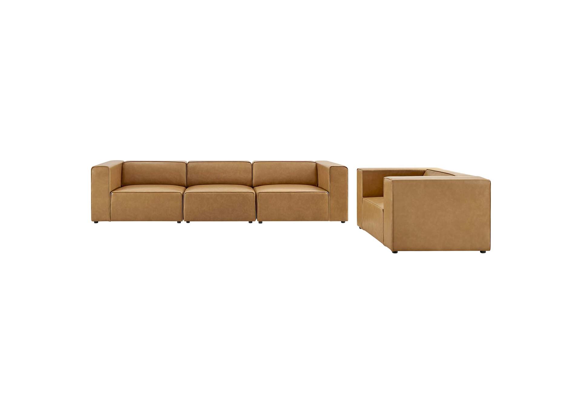 Tan Mingle Vegan Leather Sofa and Armchair Set,Modway