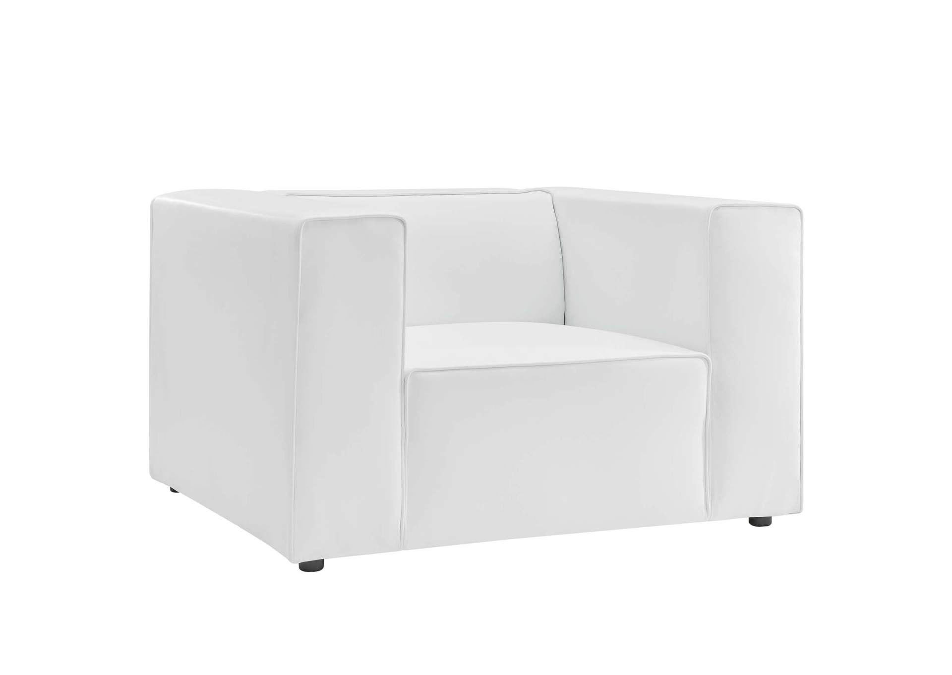 White Mingle Vegan Leather Sofa and Armchair Set,Modway