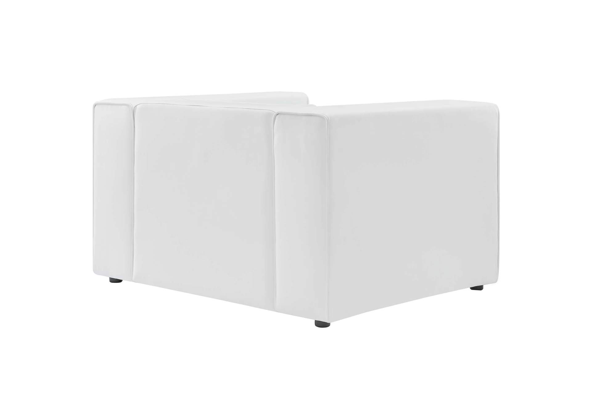 White Mingle Vegan Leather Sofa and Armchair Set,Modway