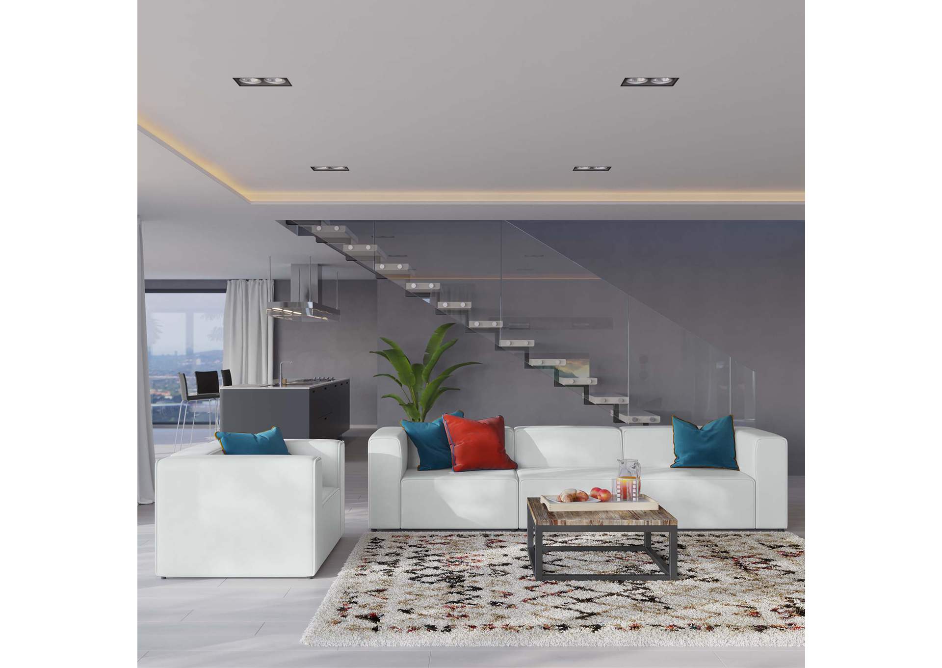 White Mingle Vegan Leather Sofa and Armchair Set,Modway