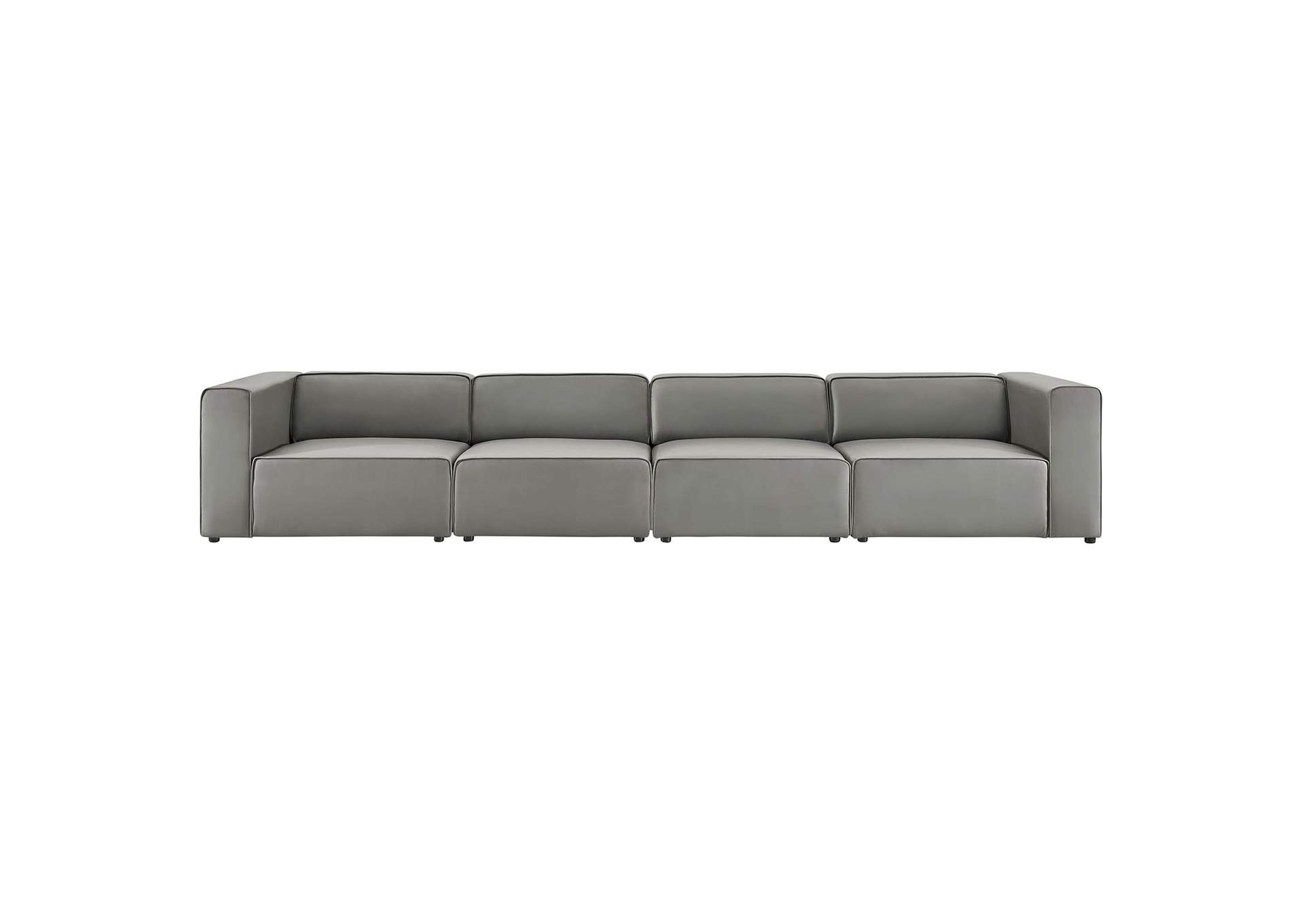 Gray Mingle Vegan Leather 4-Piece Sectional Sofa,Modway