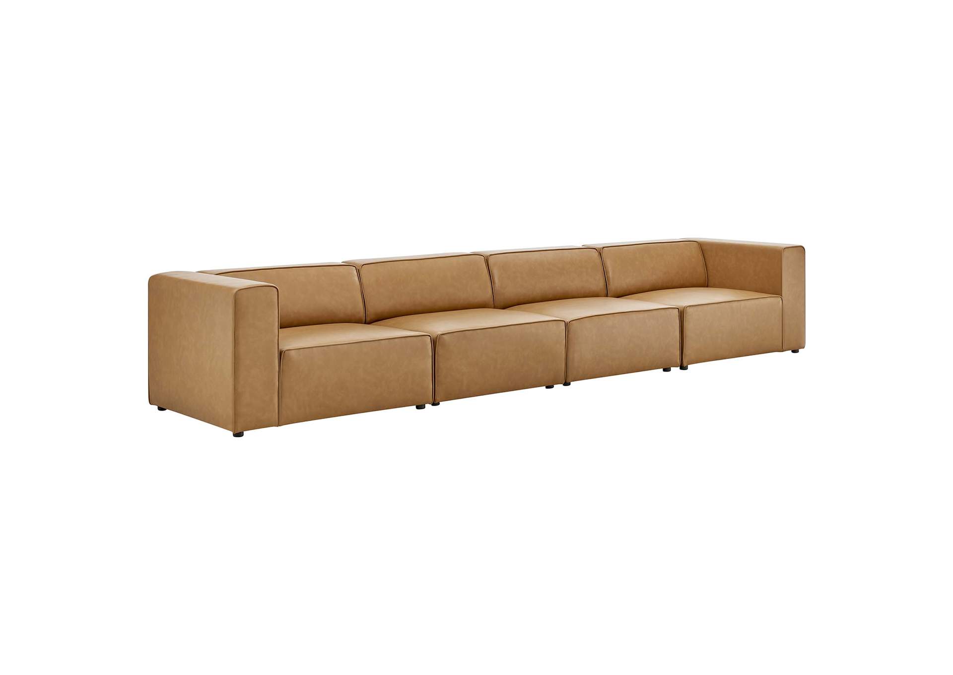 Tan Mingle Vegan Leather 4-Piece Sectional Sofa,Modway