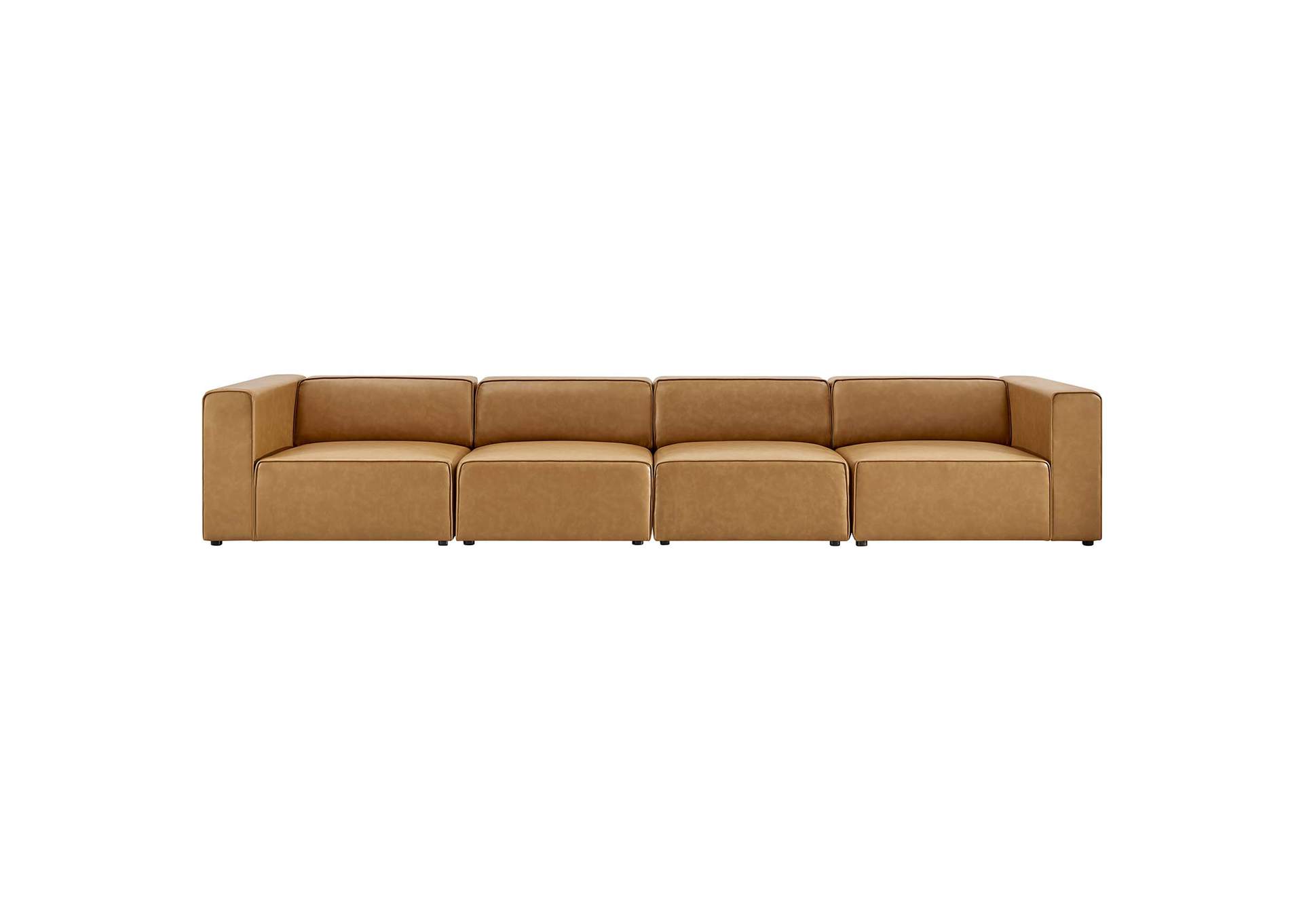 Tan Mingle Vegan Leather 4-Piece Sectional Sofa,Modway