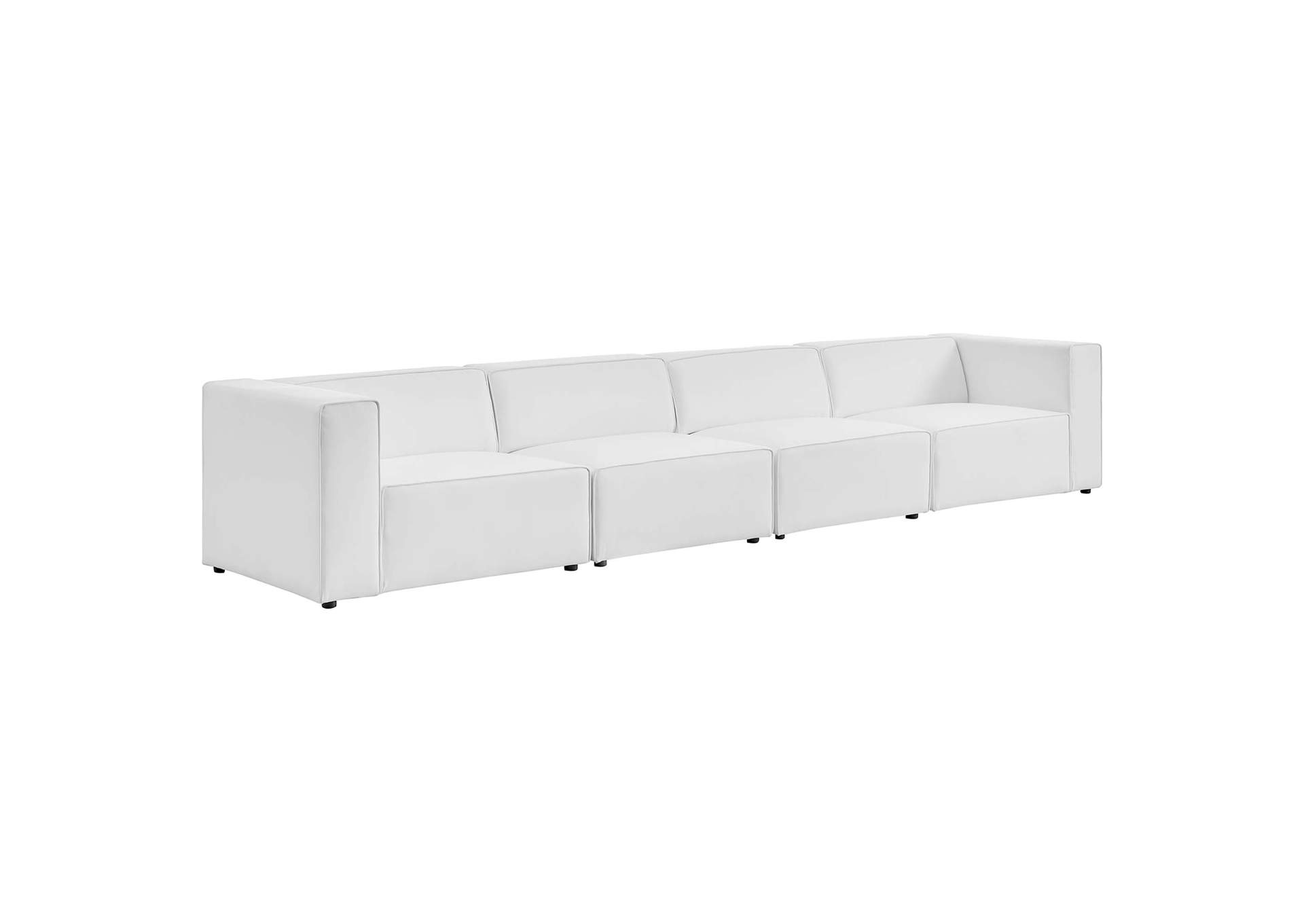 White Mingle Vegan Leather 4-Piece Sectional Sofa,Modway